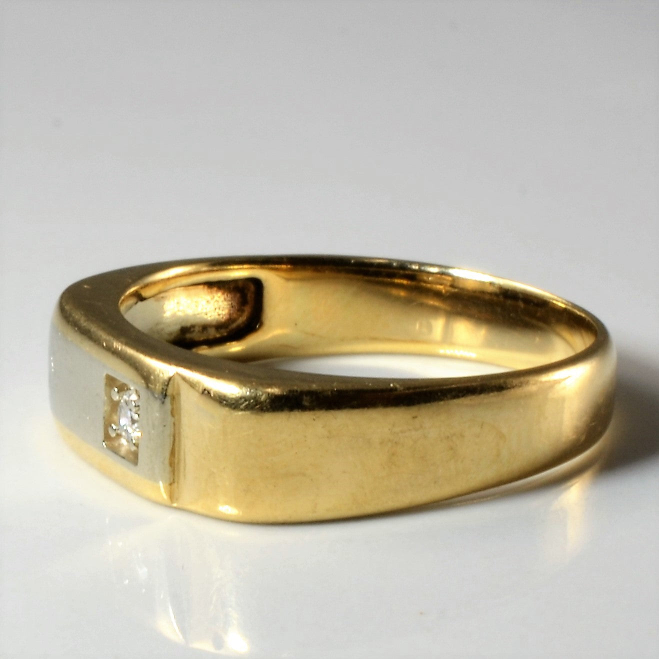 Two Tone Diamond Flat Edge Band | 0.04ct | SZ 8.75 |