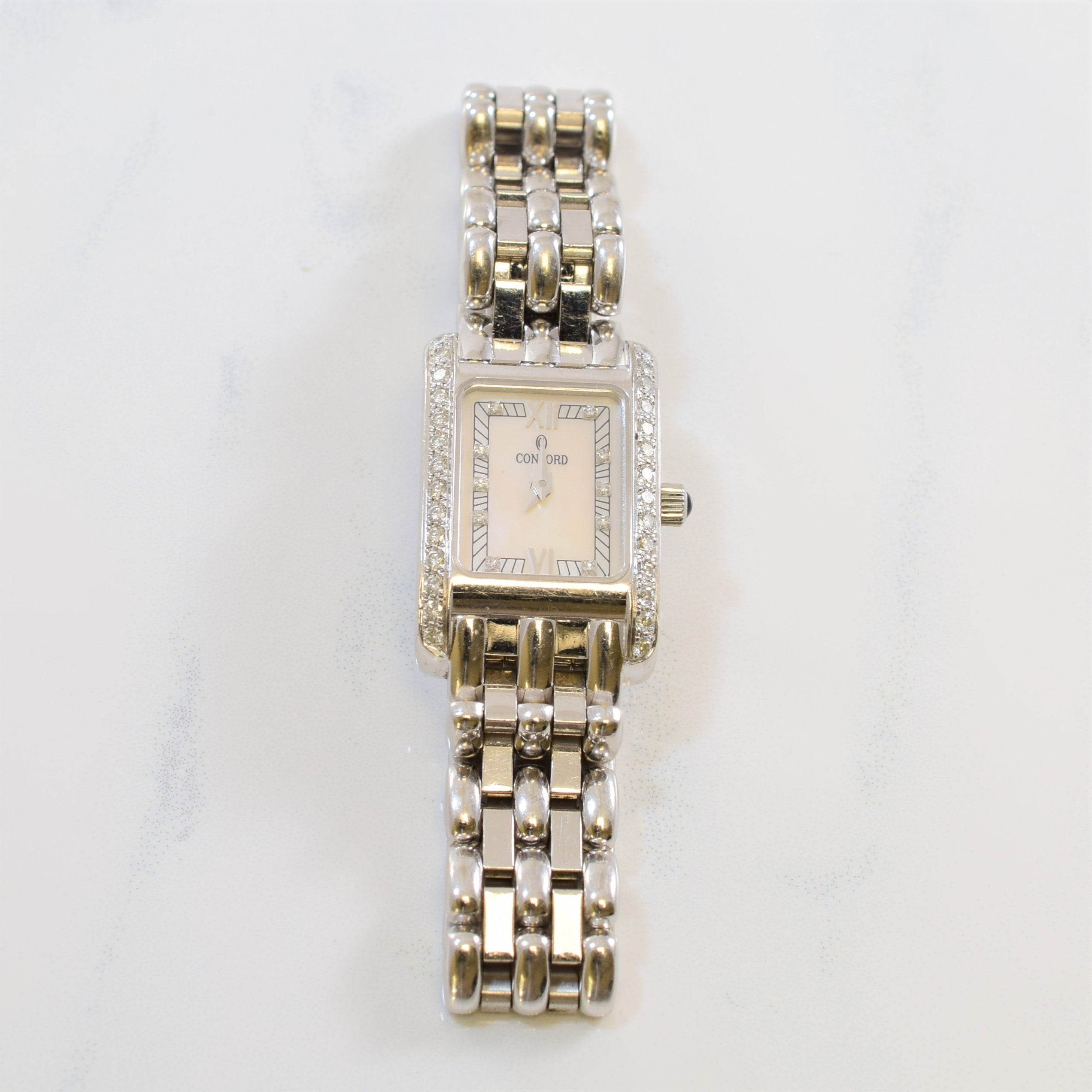 Concord' Veneto Mother of Pearl & Diamond Quartz Watch | 0.28ctw | 6" |