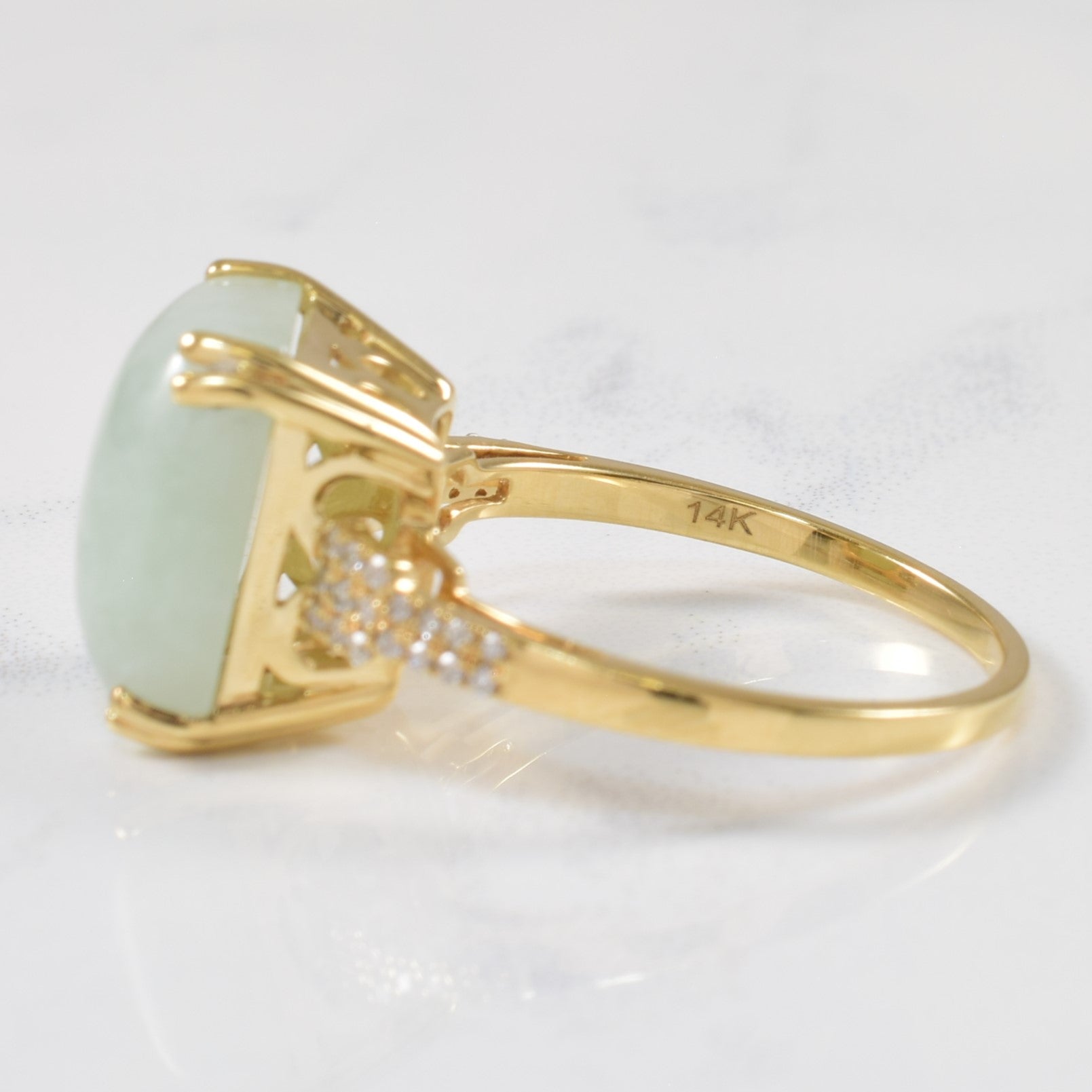 Effy' Jadeite & Diamond Ring | 8.00ct, 0.12ctw | SZ 7 |