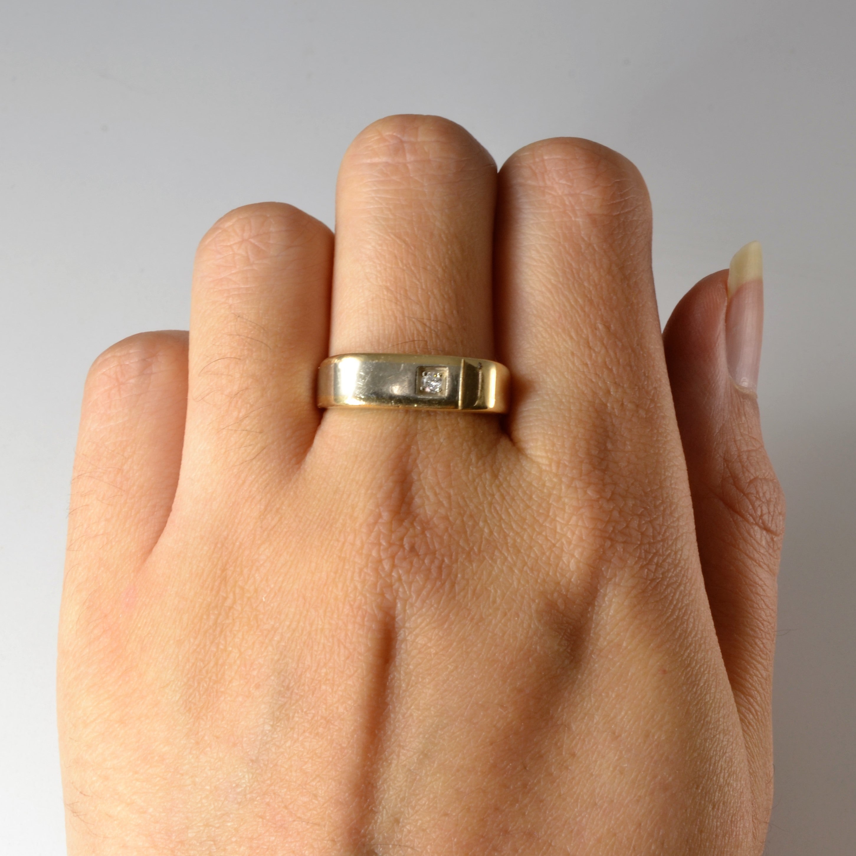 Two Tone Diamond Flat Edge Band | 0.04ct | SZ 8.75 |