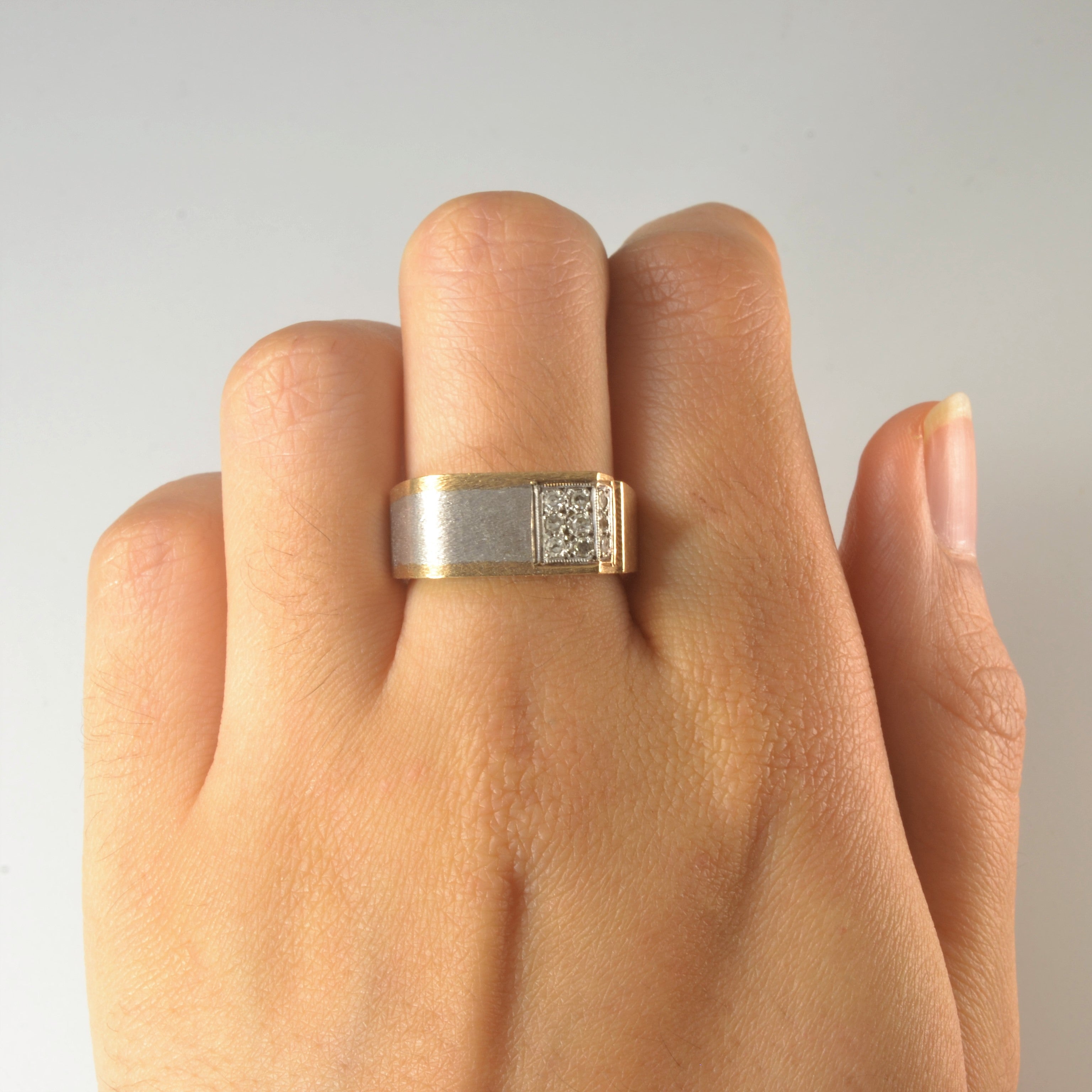 Two Tone Satin Finish Diamond Band | 0.09ctw | SZ 7.25 |
