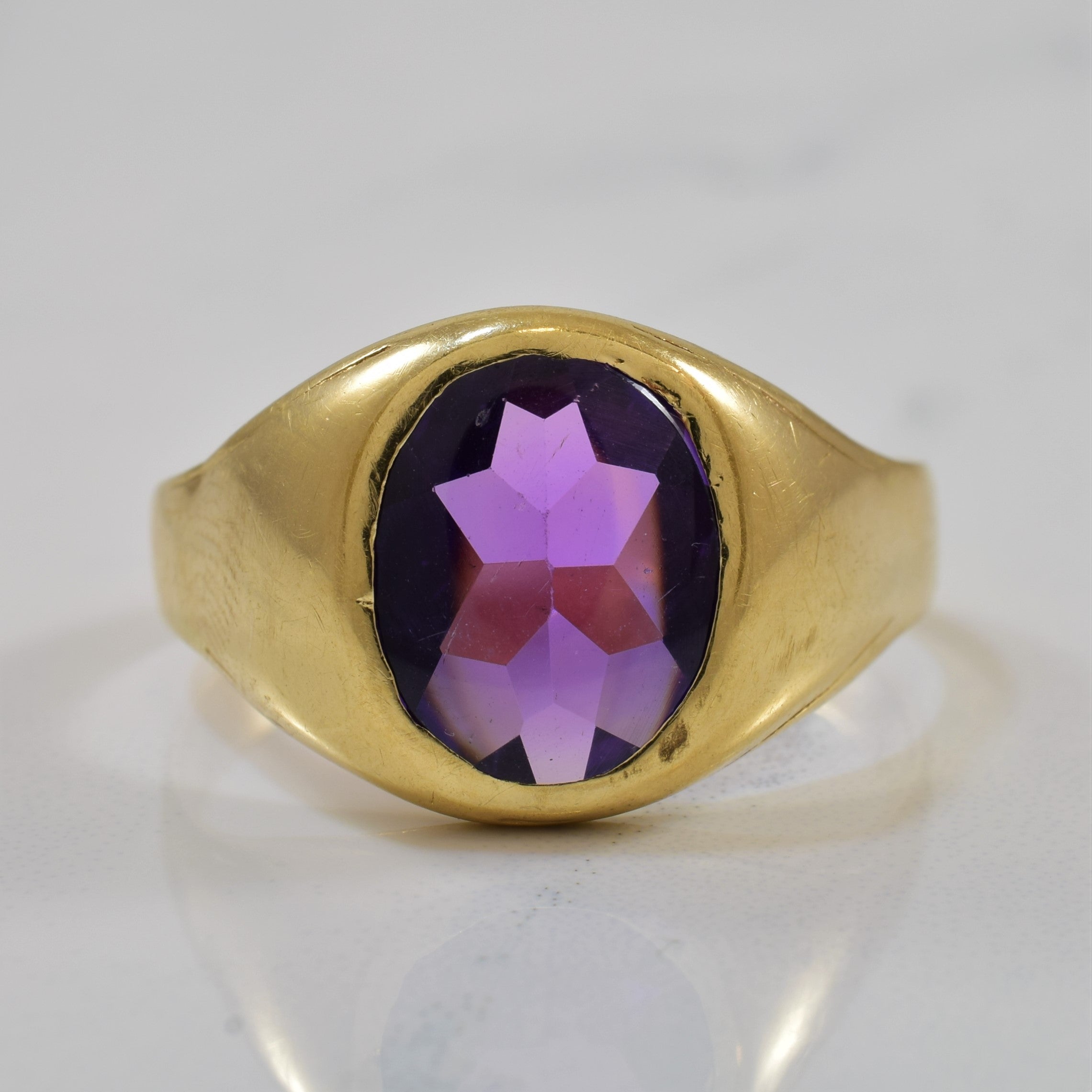 Bezel Set Synthetic Purple Sapphire Ring | 3.00ct | SZ 10.25 |