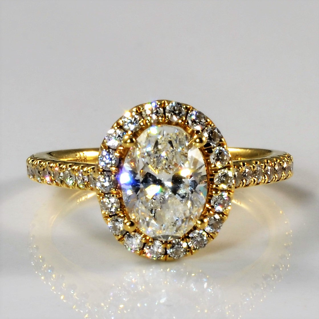Halo Oval Diamond Engagement Ring | 1.35ctw | SZ 4.25 |