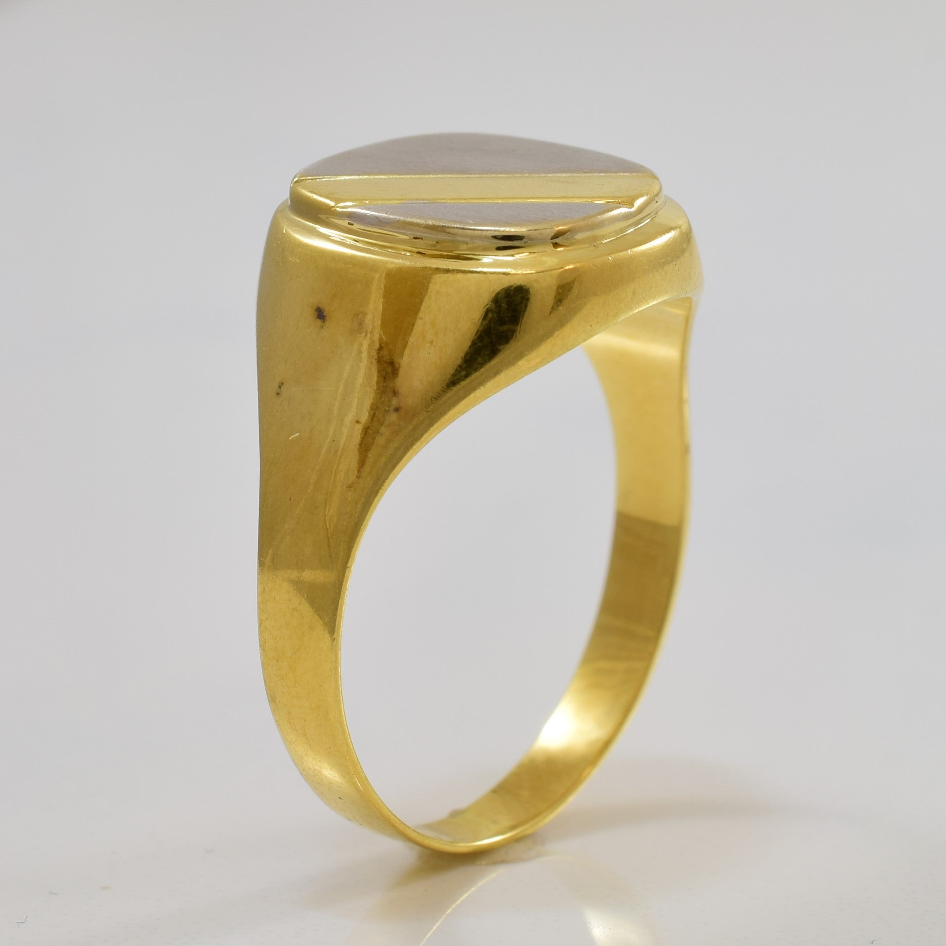 Two Tone Diagonal Detailed Signet Ring | SZ 12.5 |