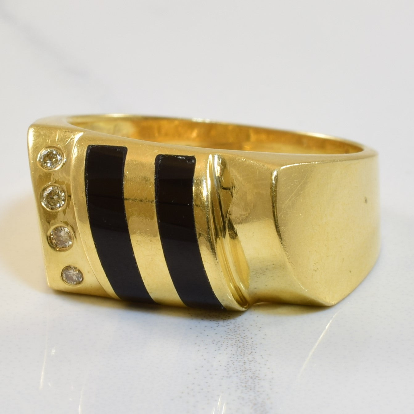Black Onyx & Diamond Ring | 0.50ctw, 0.05ctw | SZ 9 |