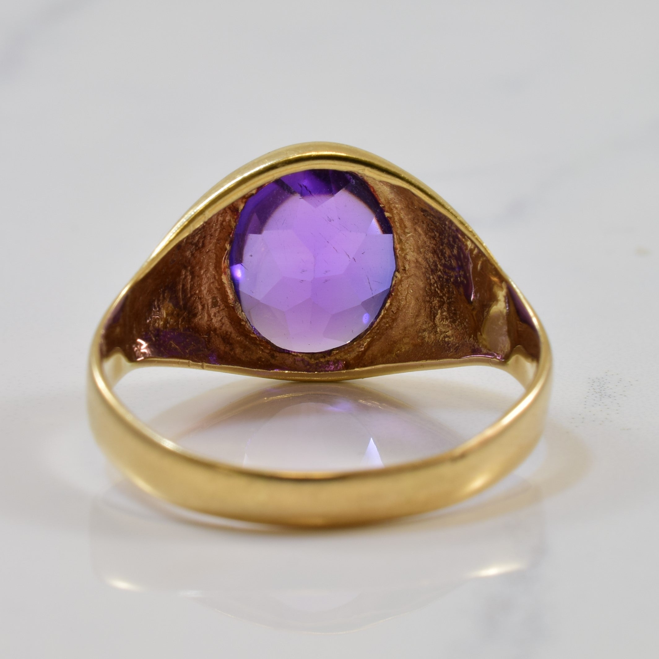 Bezel Set Synthetic Purple Sapphire Ring | 3.00ct | SZ 10.25 |