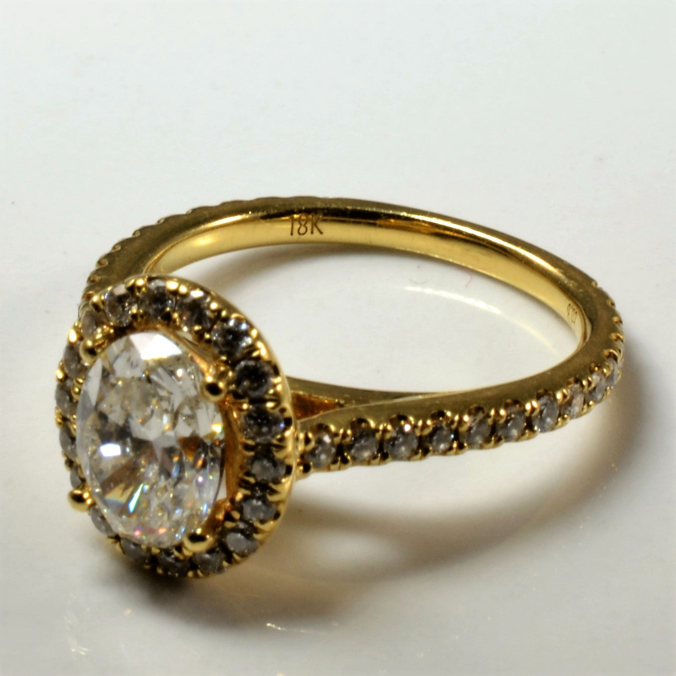 Halo Oval Diamond Engagement Ring | 1.35ctw | SZ 4.25 |