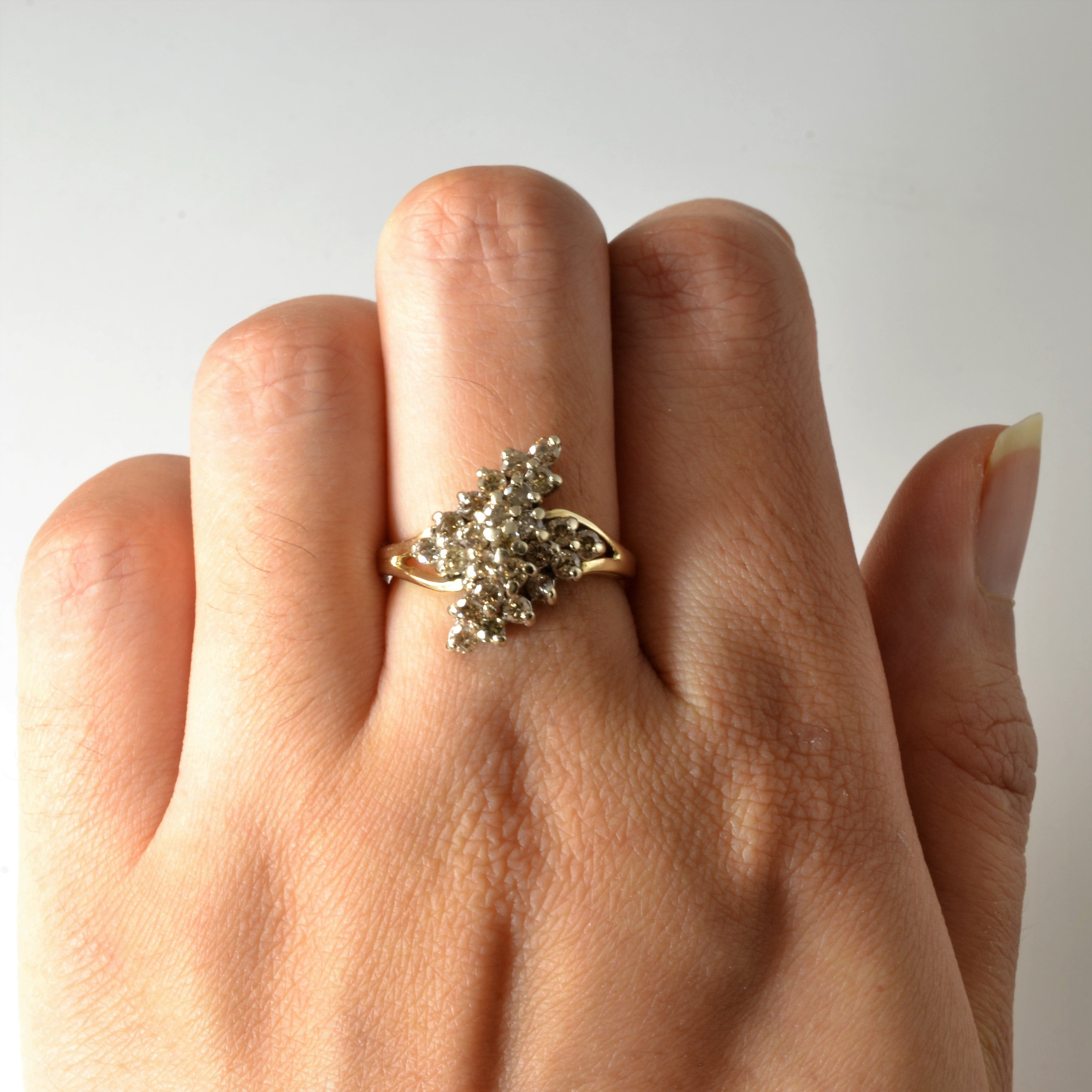 Champagne Diamond Cascade Ring | 1.00ctw | SZ 7.25 |
