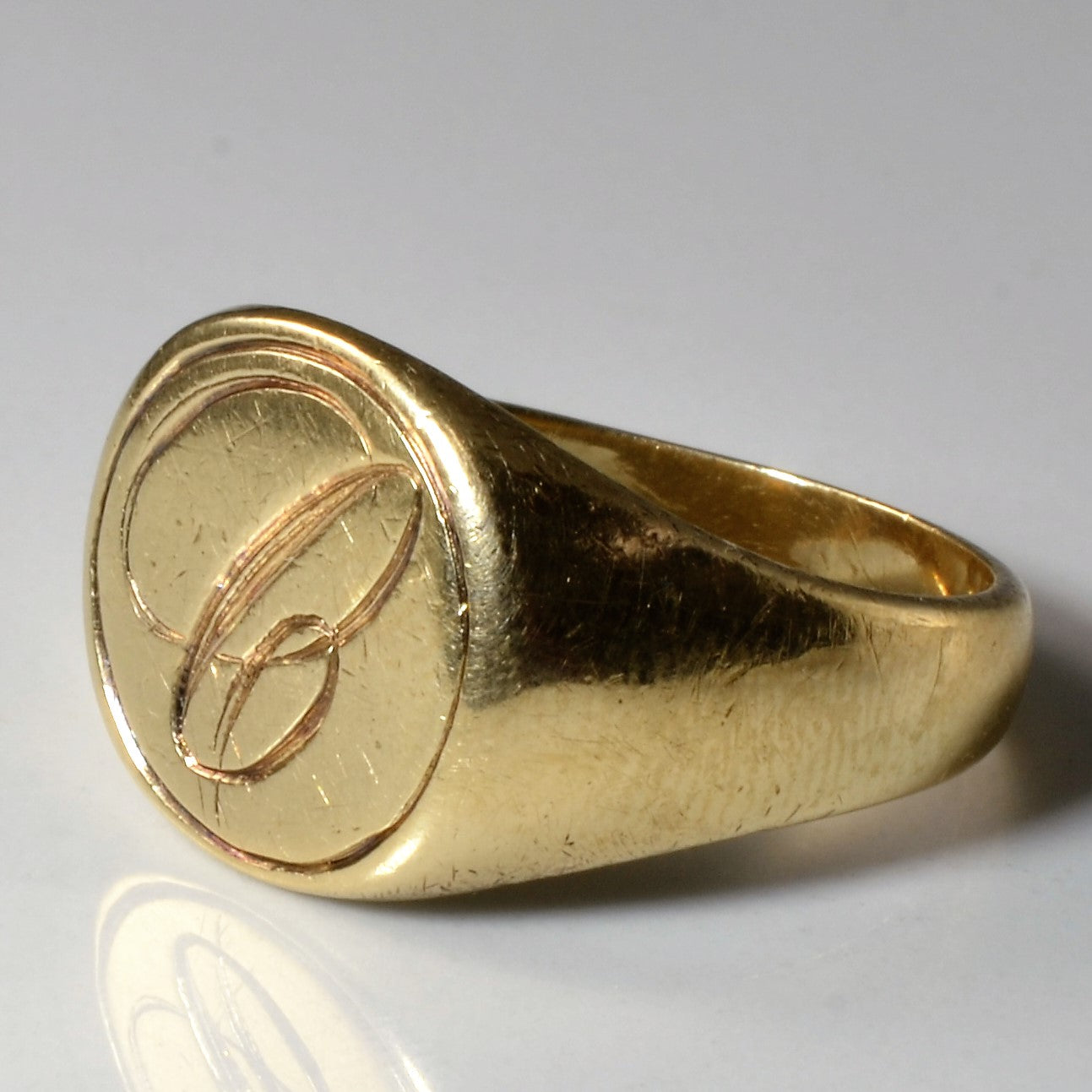 Yellow Gold Initial 'C' Signet Ring | SZ 9.5 |