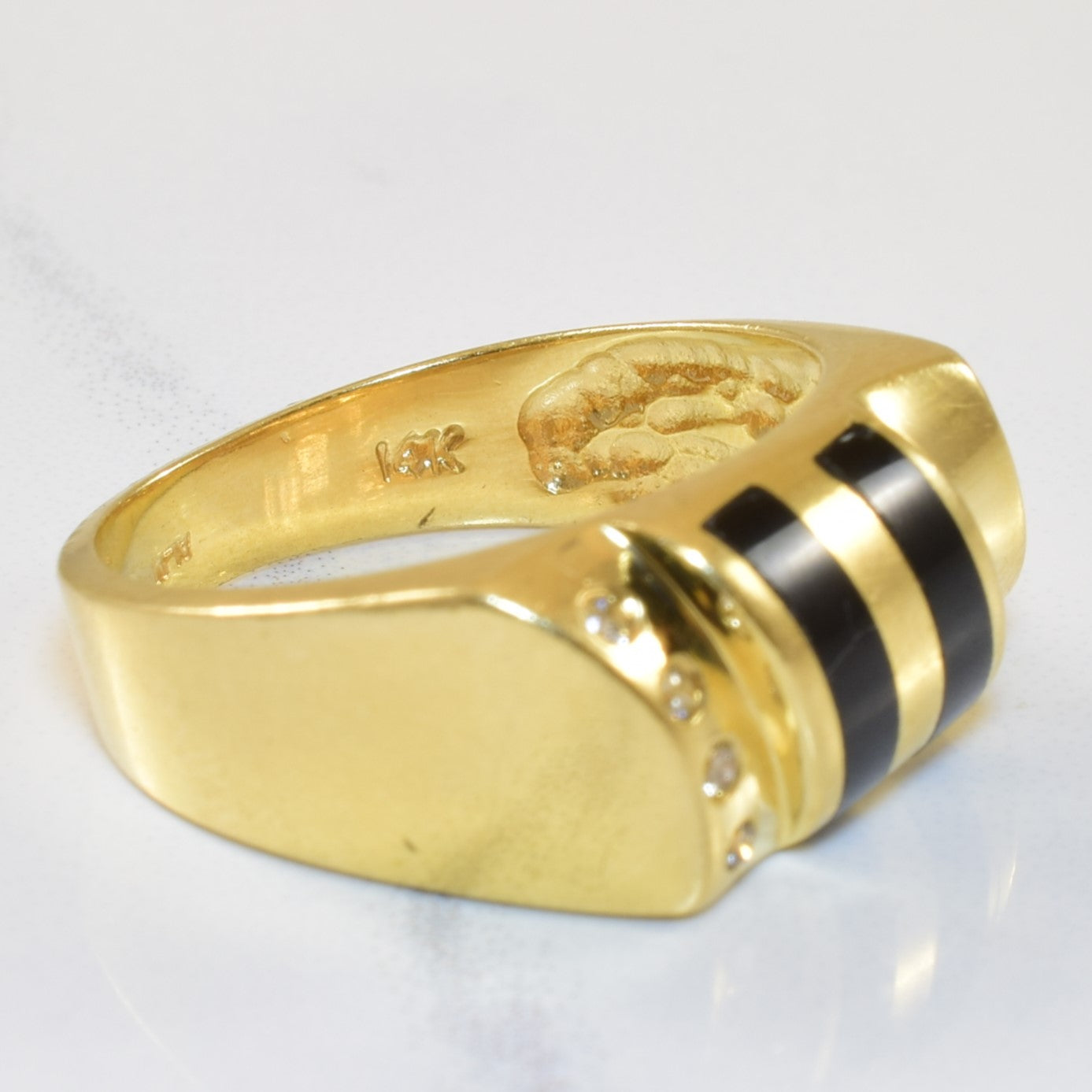 Black Onyx & Diamond Ring | 0.50ctw, 0.05ctw | SZ 9 |