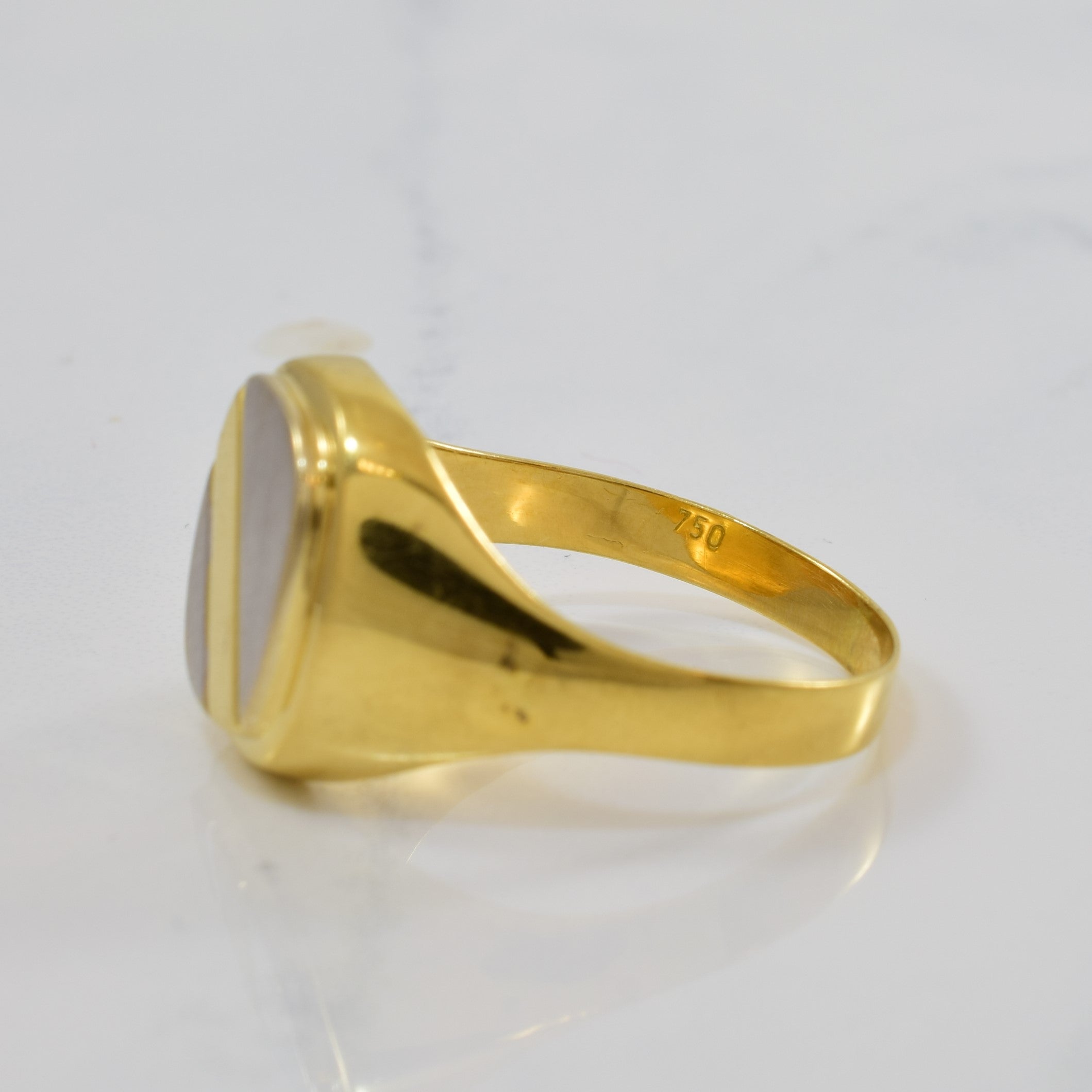 Two Tone Diagonal Detailed Signet Ring | SZ 12.5 |