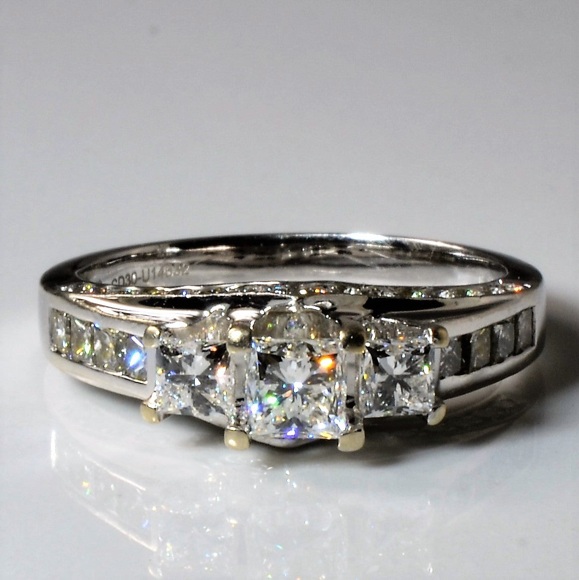 Three Stone Princess Diamond Engagement Ring | 1.51ctw | SZ 7.25 |