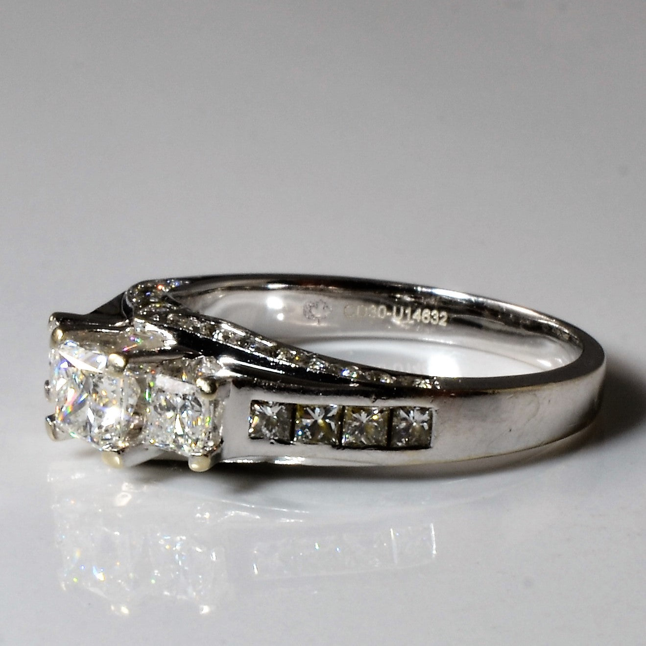 Three Stone Princess Diamond Engagement Ring | 1.51ctw | SZ 7.25 |