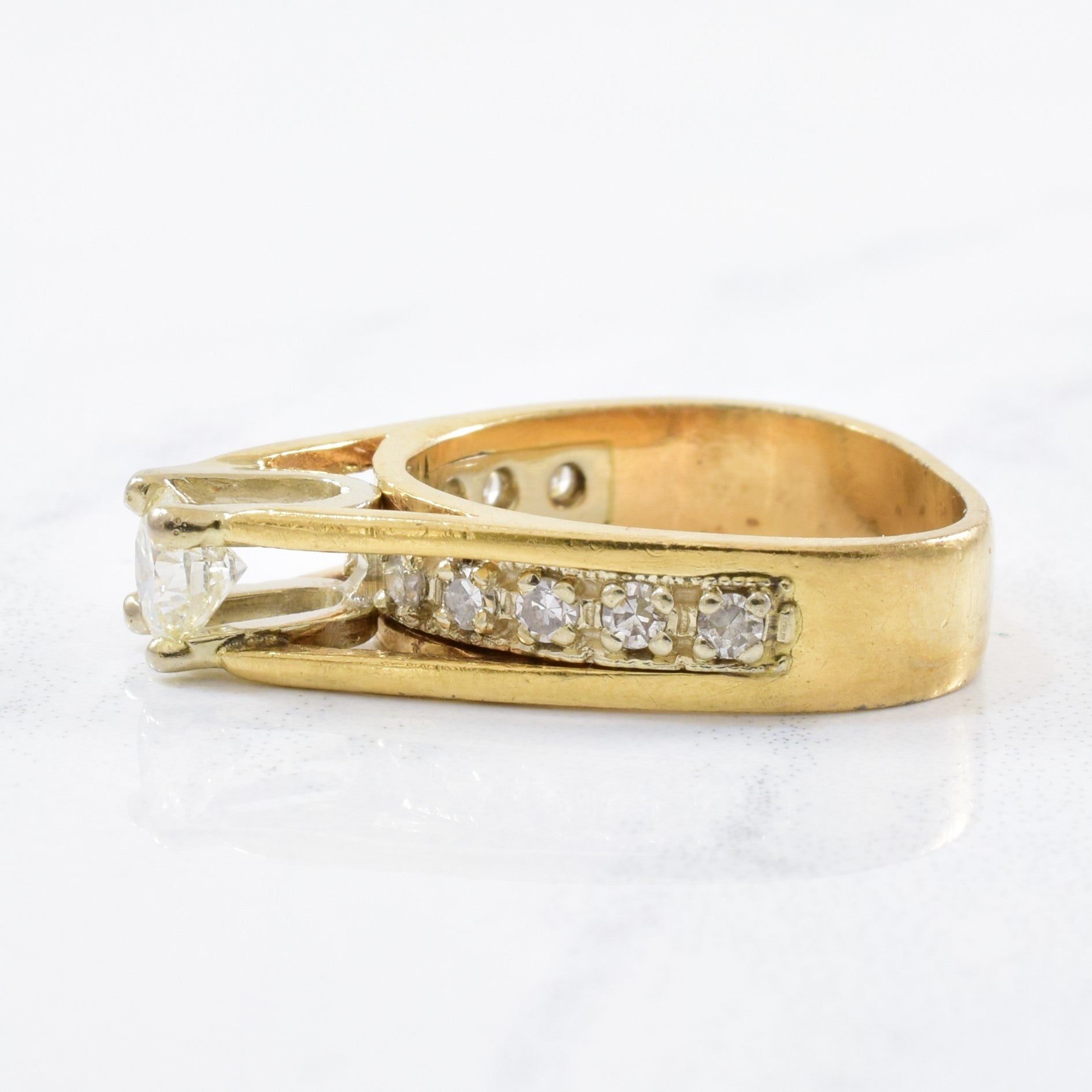 High Set Diamond Cathedral Engagement Ring | 0.67ctw | SZ 3.5 |