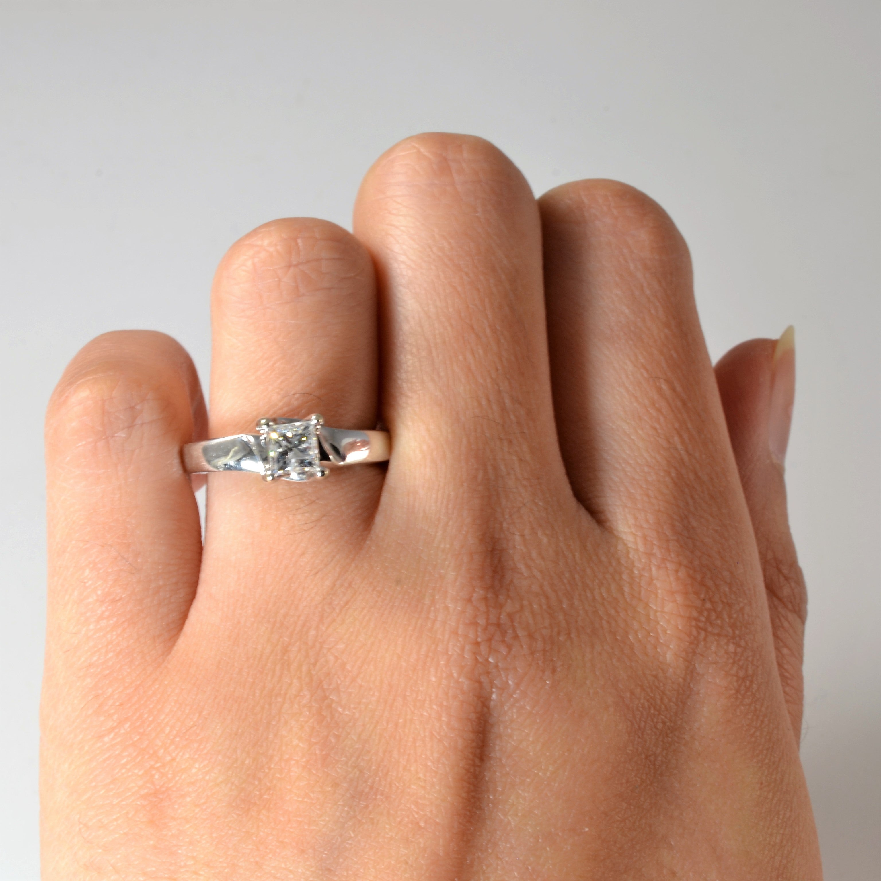 Princess Cut Diamond Hidden Gallery Ring | 0.60ct I2 H/I, 0.12ctw | SZ 5.5 |