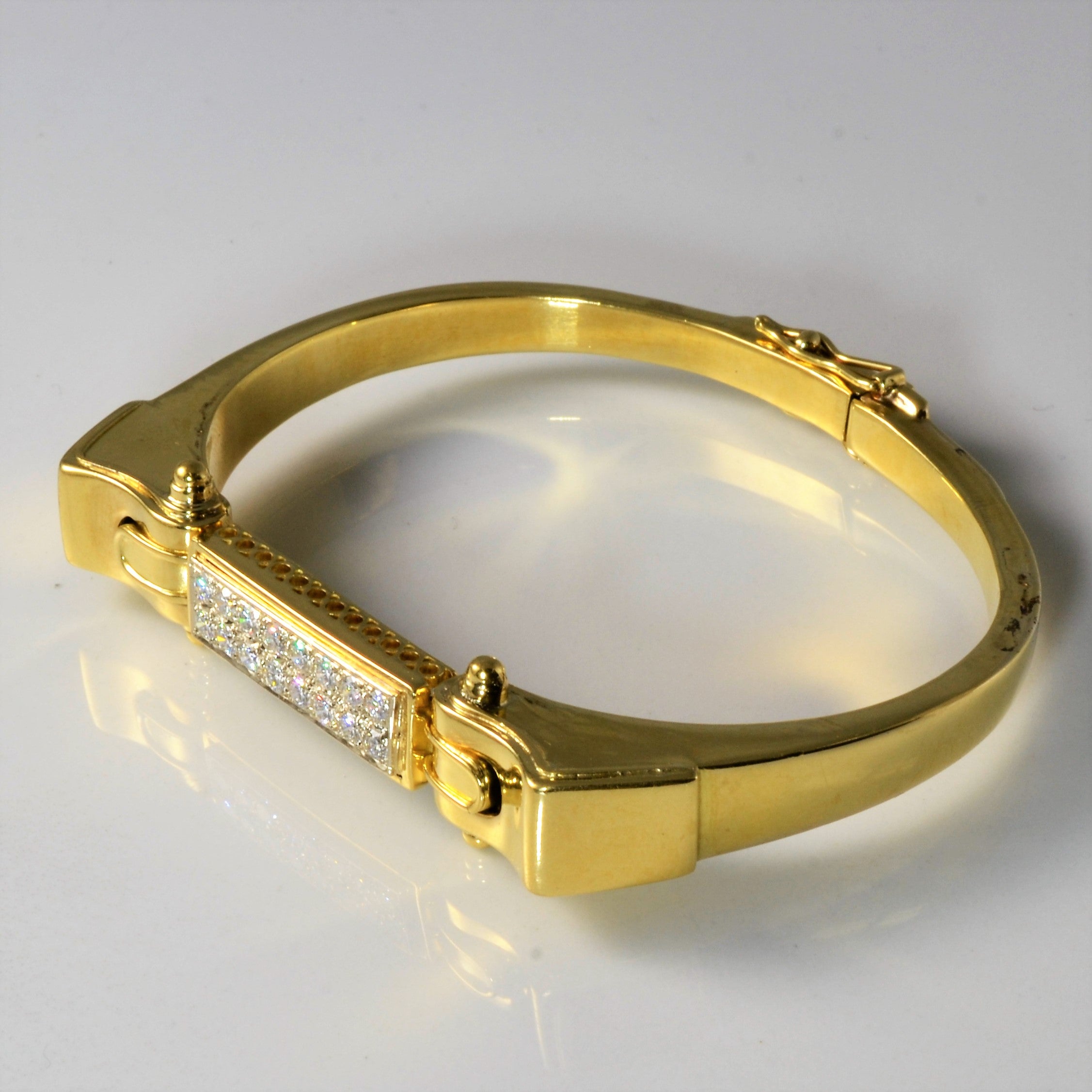 Cluster Set Diamond Gold Bangle | 0.80ctw | 7"|