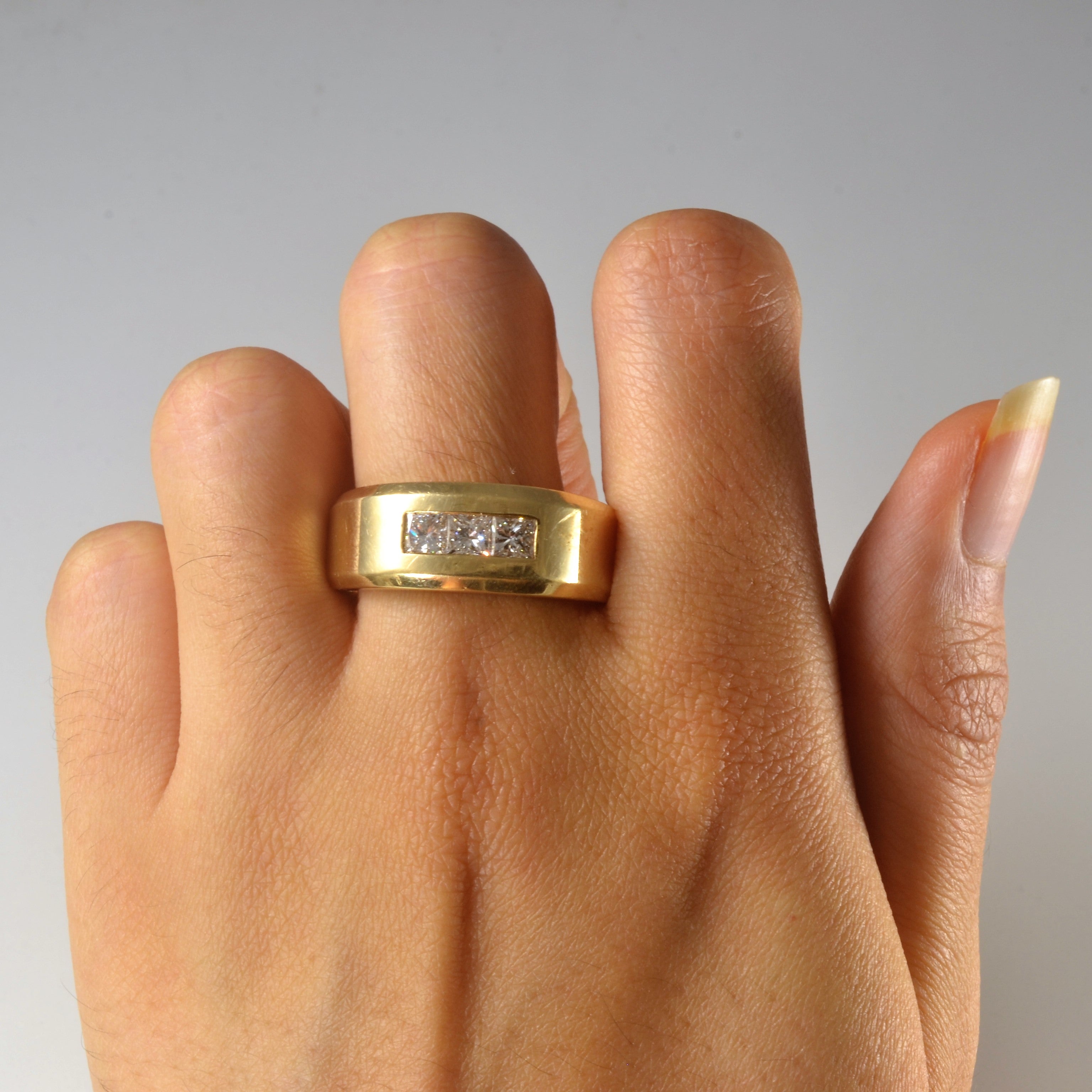 Three Stone Princess Diamond Band | 0.99ctw | SZ 12.5 |
