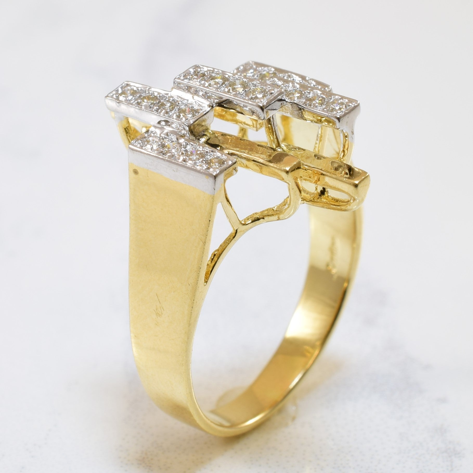 Bague géométrique en diamant | 0,18 ct | Taille 7,25 |