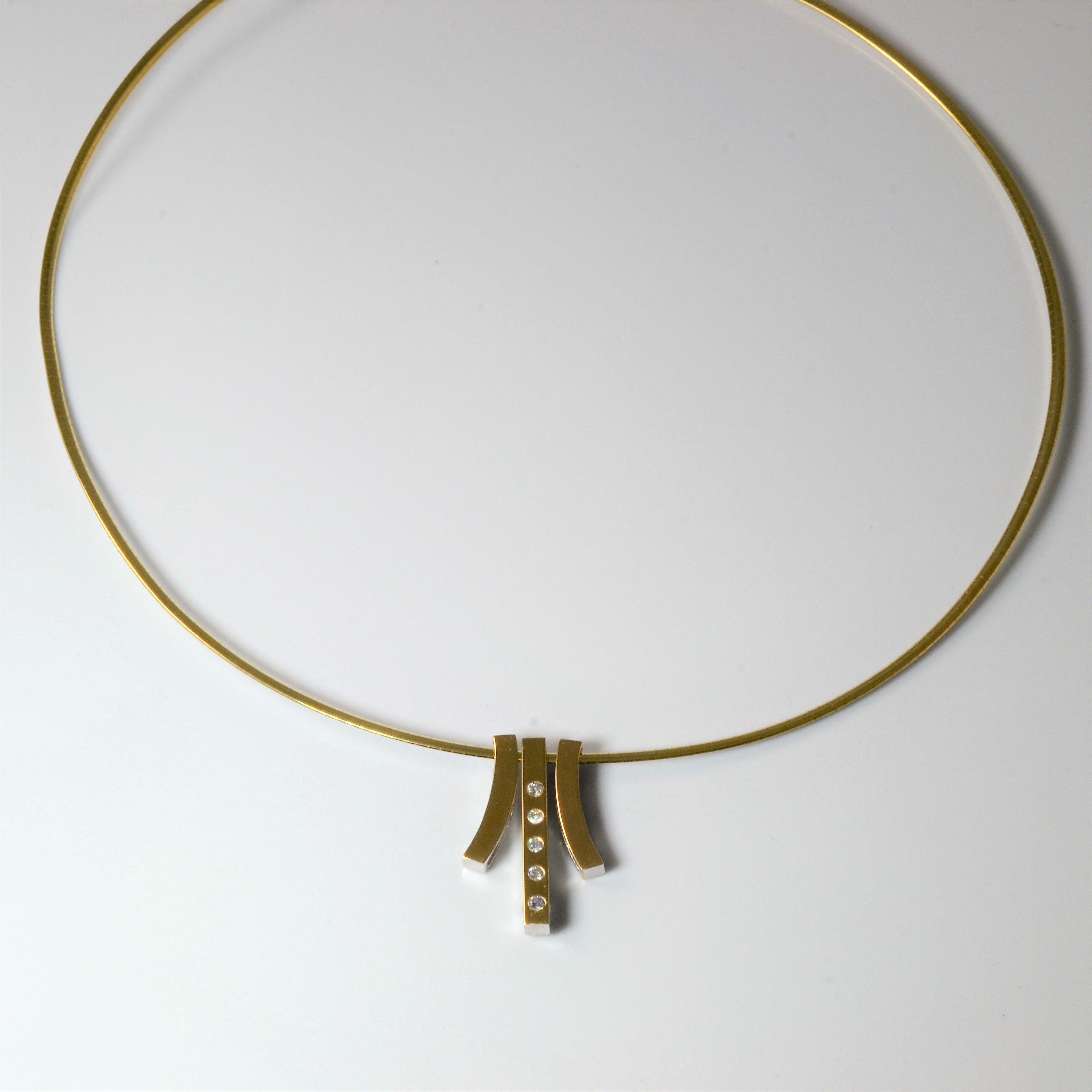 Two Tone Gold Double Sided Diamond 18K Necklace | 0.20ctw | 16"|