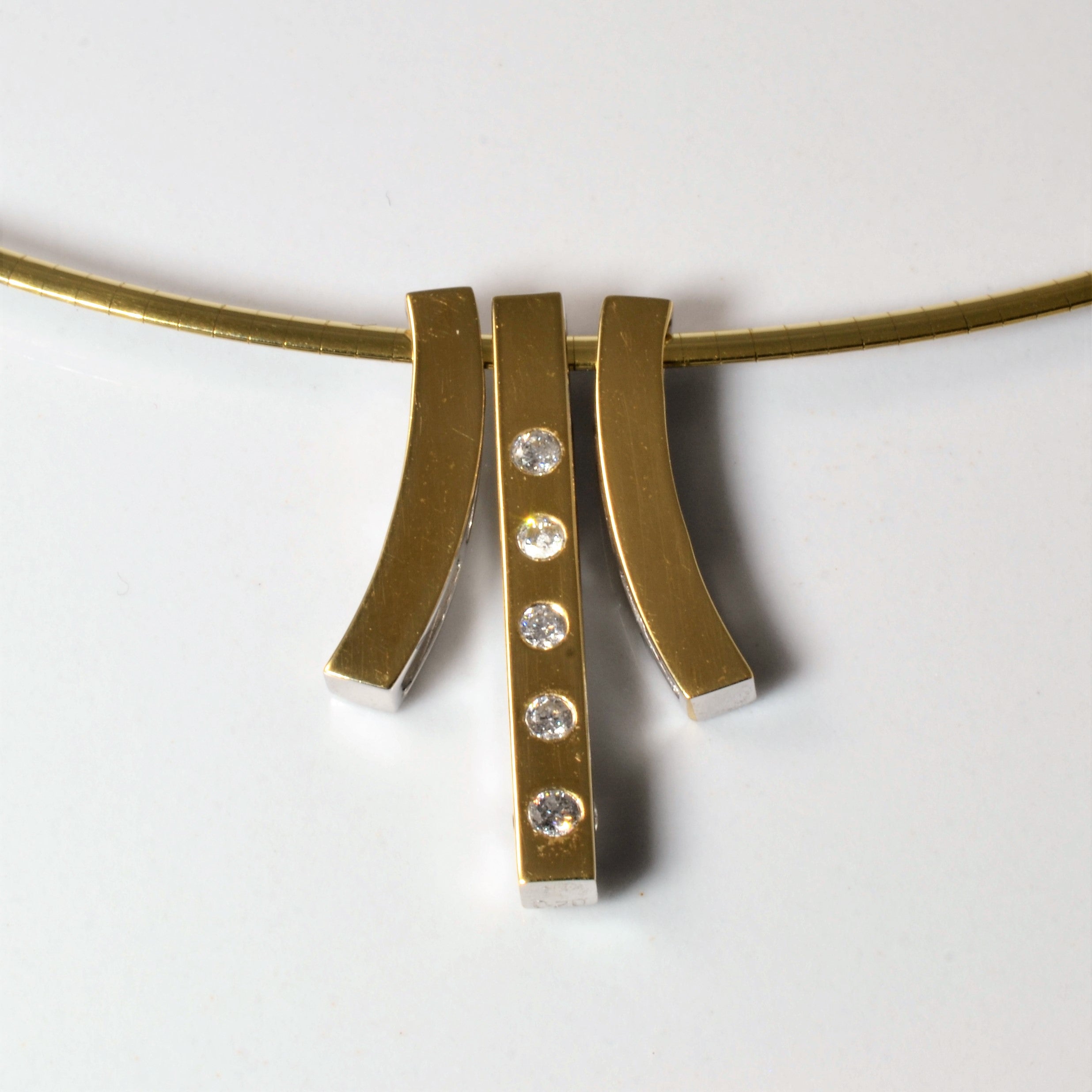 Two Tone Gold Double Sided Diamond 18K Necklace | 0.20ctw | 16"|