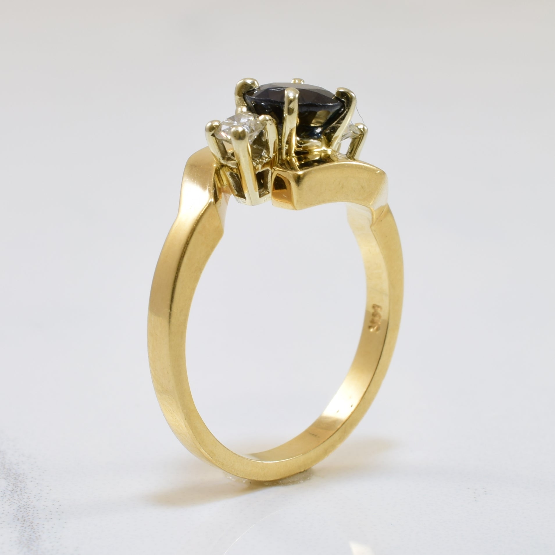 Geometric Bypass Teal Sapphire & Diamond Ring | 1.00ct, 0.18ctw | SZ 5.75 |