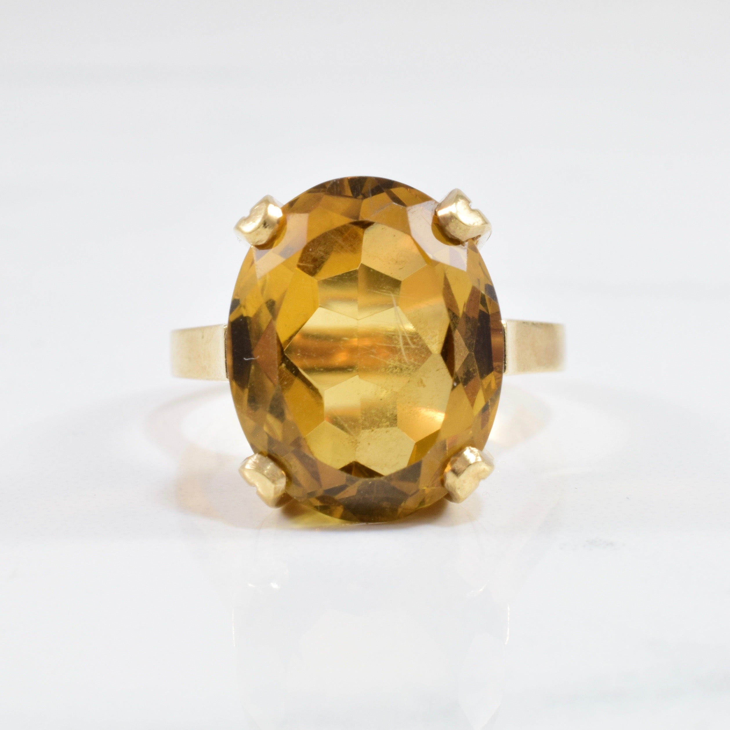 Bague cocktail solitaire vintage en citrine (grande taille) | 9,28 ct, taille 7 |