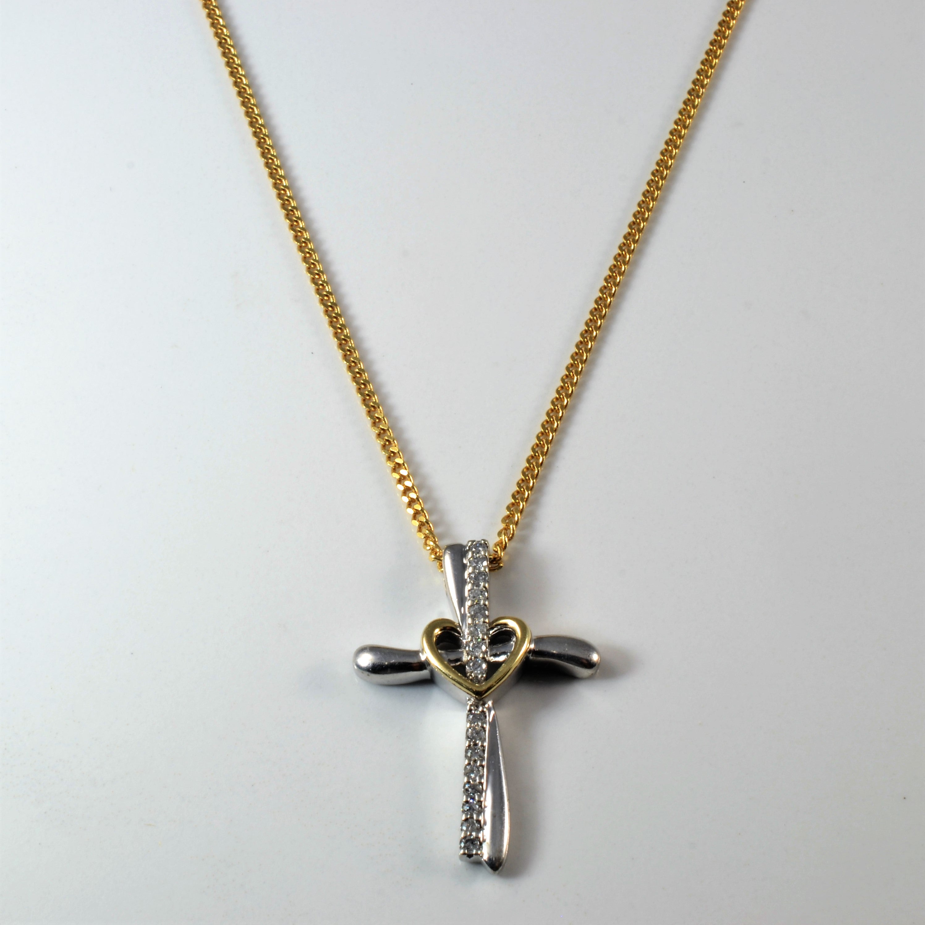 Diamond Heart Cross Necklace | 0.25ctw | 21" |