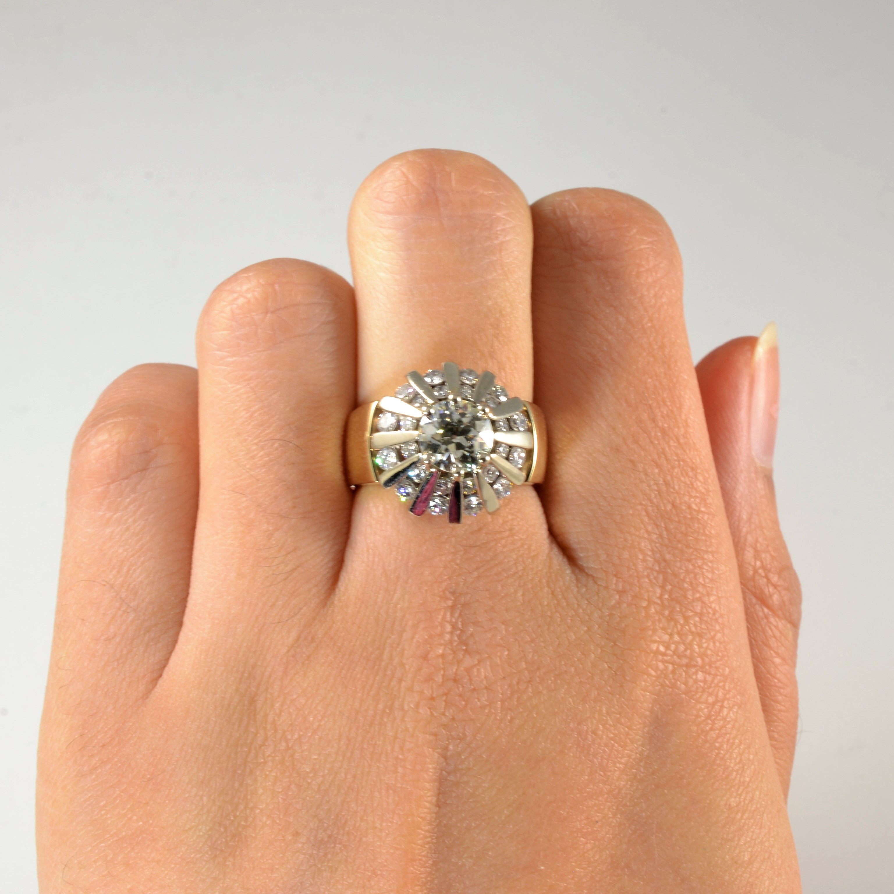 Old European Halo Burst Diamond Ring | 1.99ctw | SZ 6.5 |