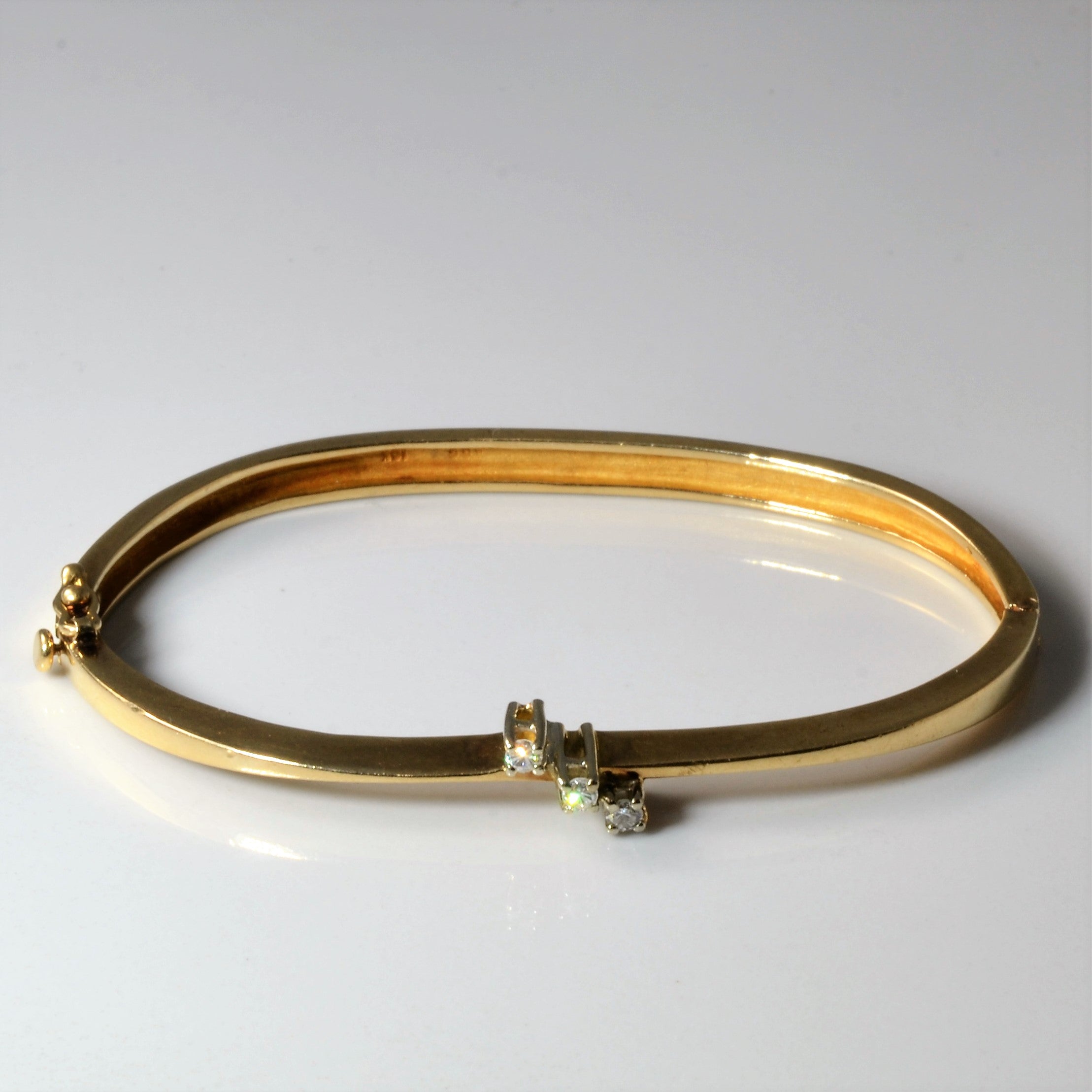 Three Stone Diamond Bangle | 0.09ctw | 6.5"|