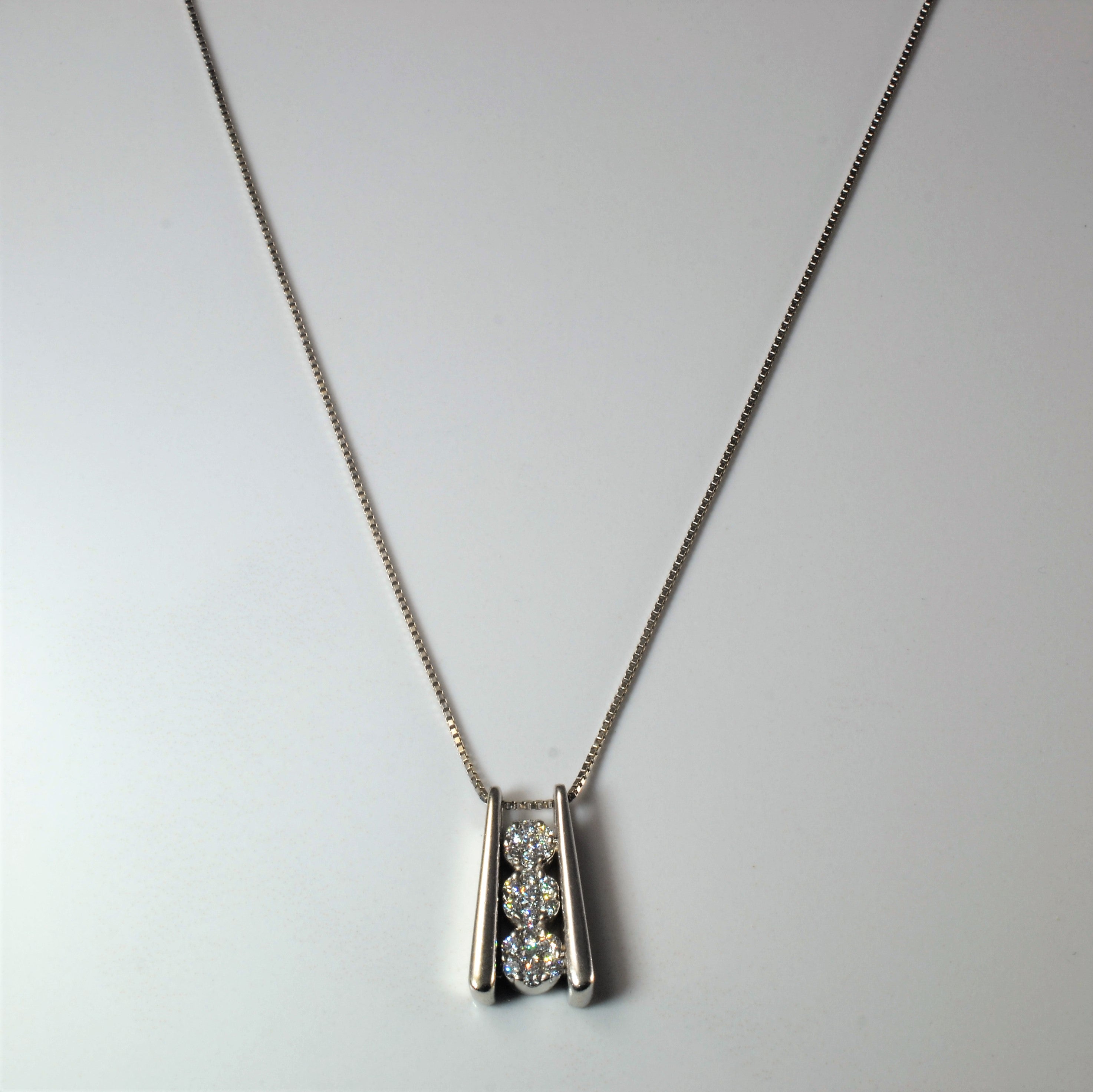 Triple Diamond Cluster Necklace | 0.47ctw | 18" |