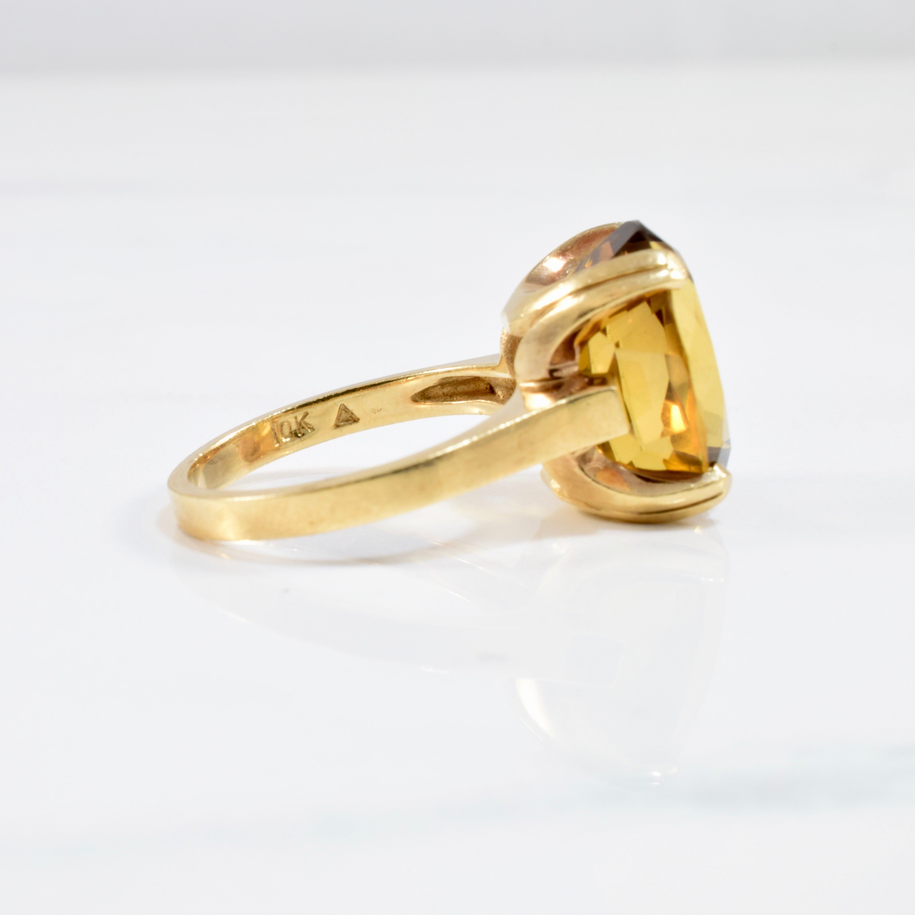 Bague cocktail solitaire vintage en citrine (grande taille) | 9,28 ct, taille 7 |
