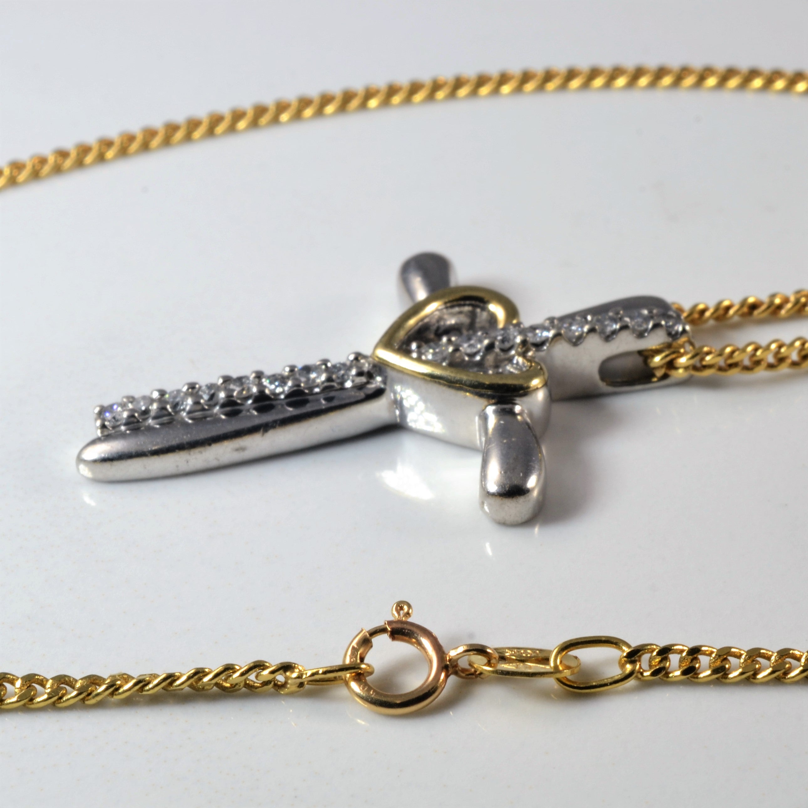 Diamond Heart Cross Necklace | 0.25ctw | 21" |