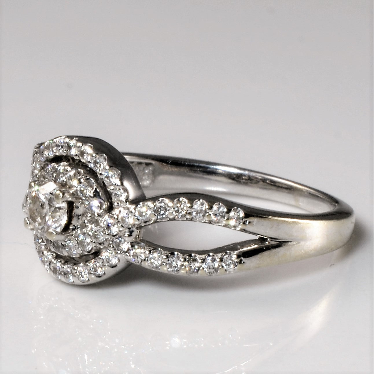 Pave Diamond Halo Engagement Ring | 0.46ctw| SZ 6.75 |