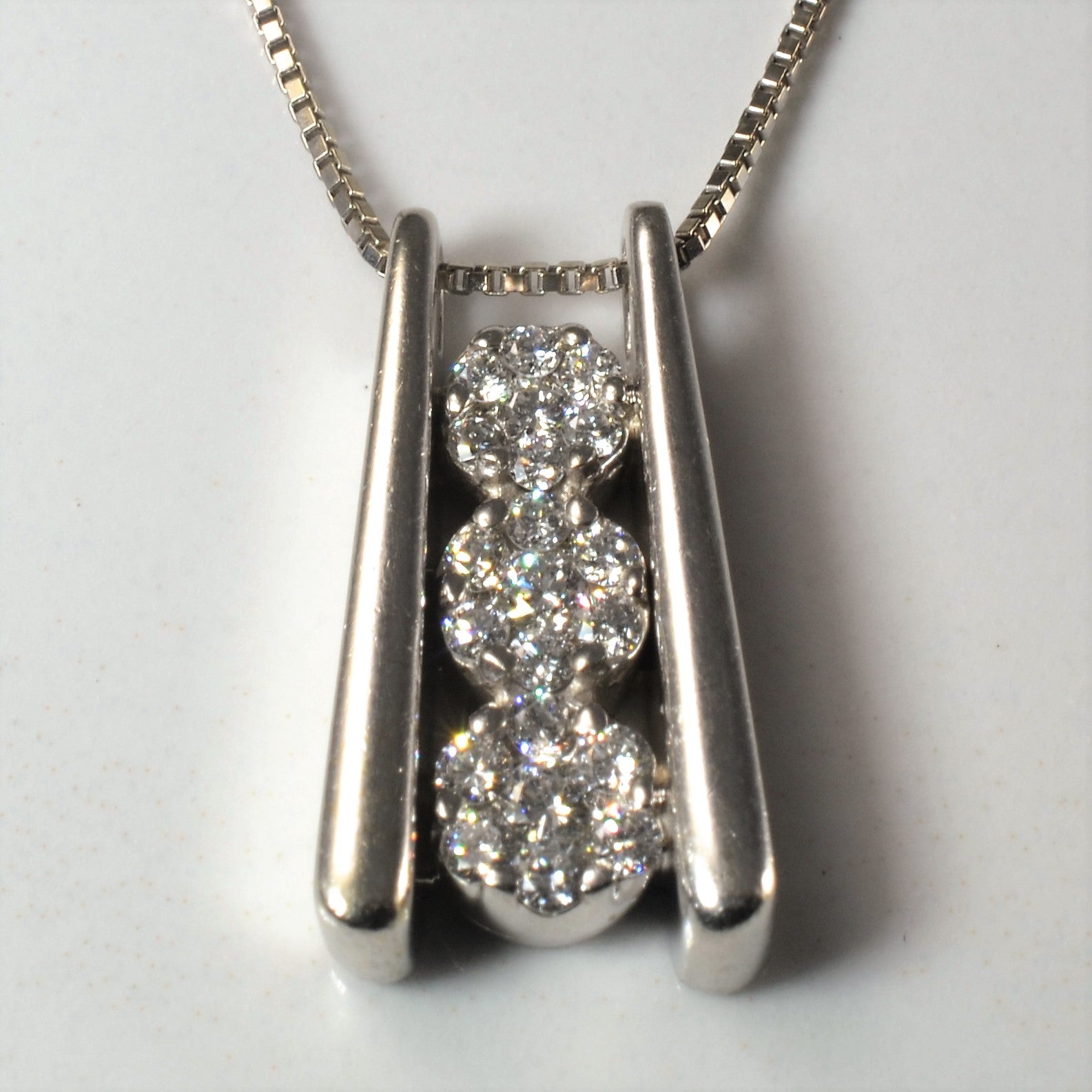 Triple Diamond Cluster Necklace | 0.47ctw | 18" |