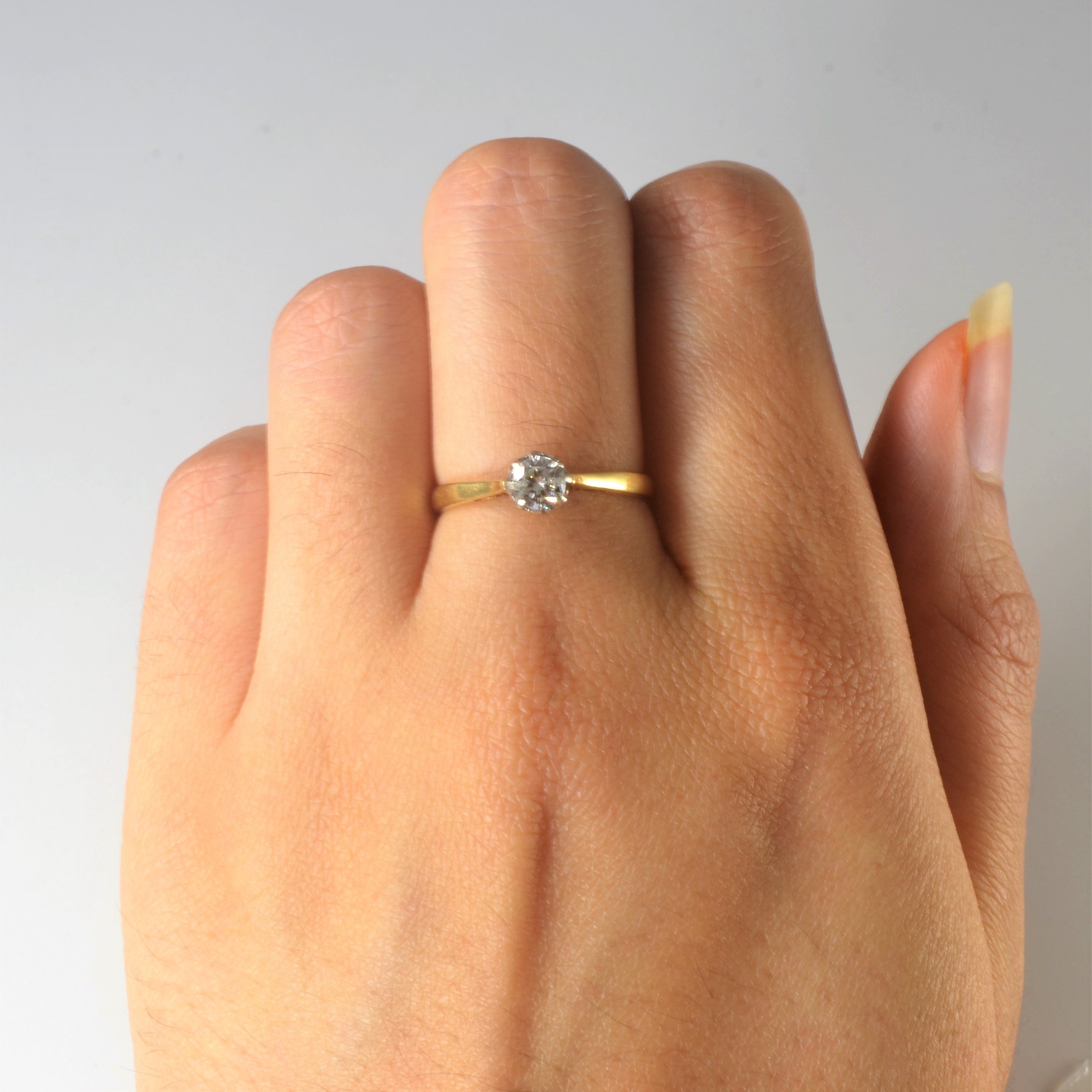 Bague de fiançailles solitaire diamant style milieu du siècle | 0,30 ct | Taille 7 |