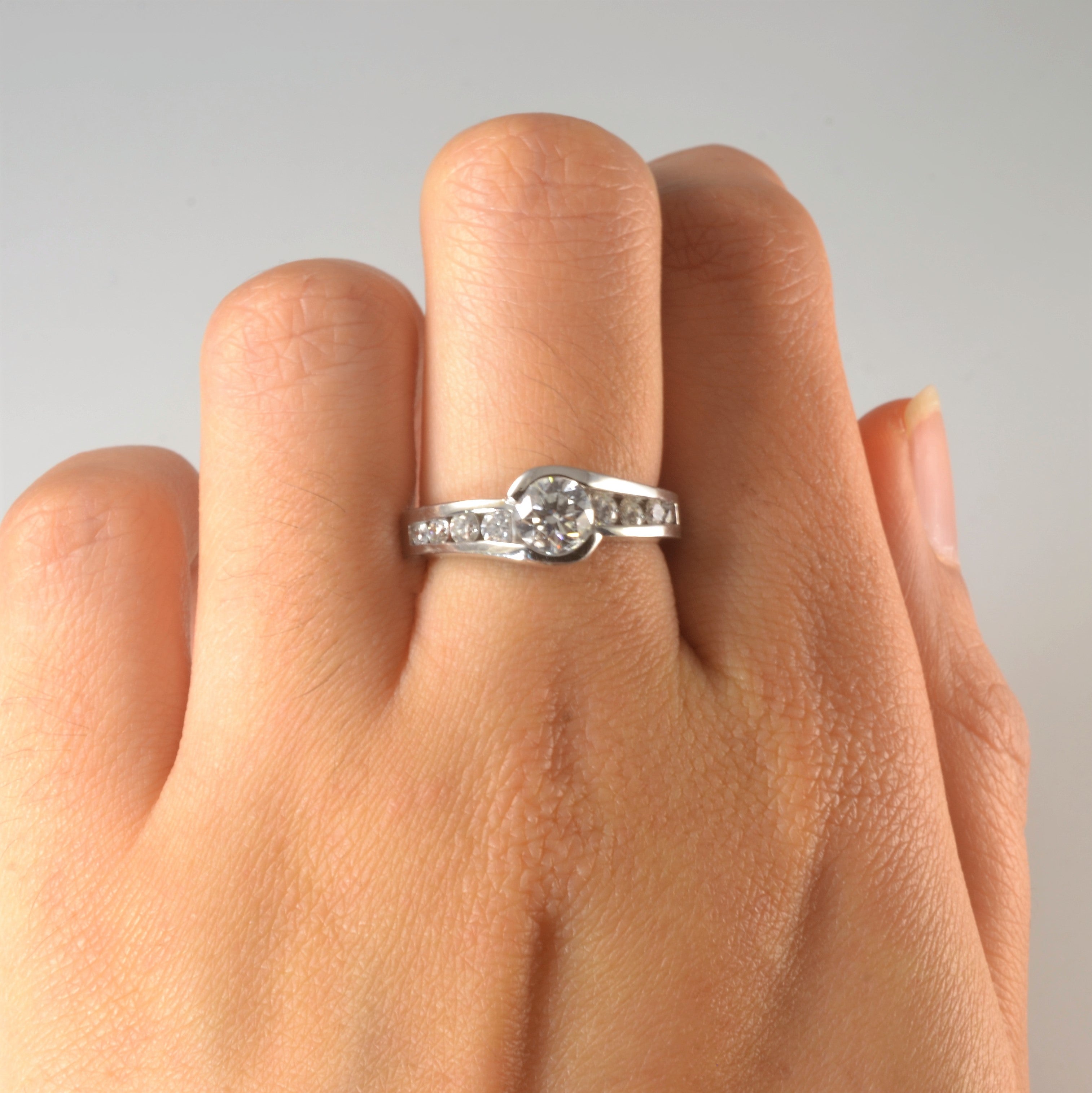 Channel Set Diamond Bypass Ring | 0.89ctw | SZ 6.5 |