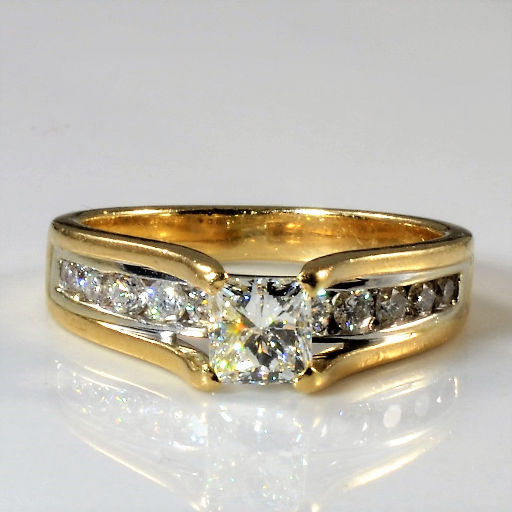 Low Channel Princess Diamond Engagement Ring | 0.87ctw | SZ 5.5 |
