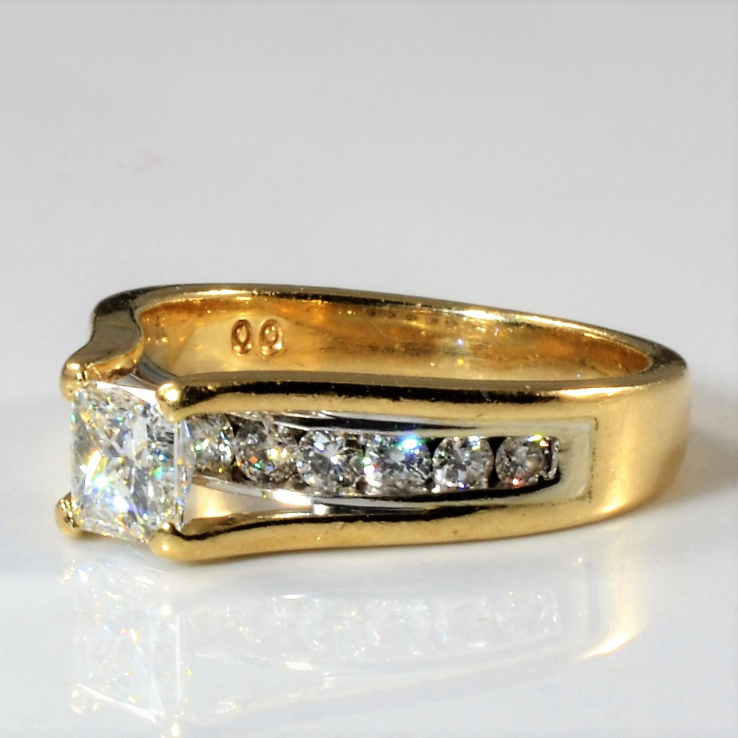 Low Channel Princess Diamond Engagement Ring | 0.87ctw | SZ 5.5 |