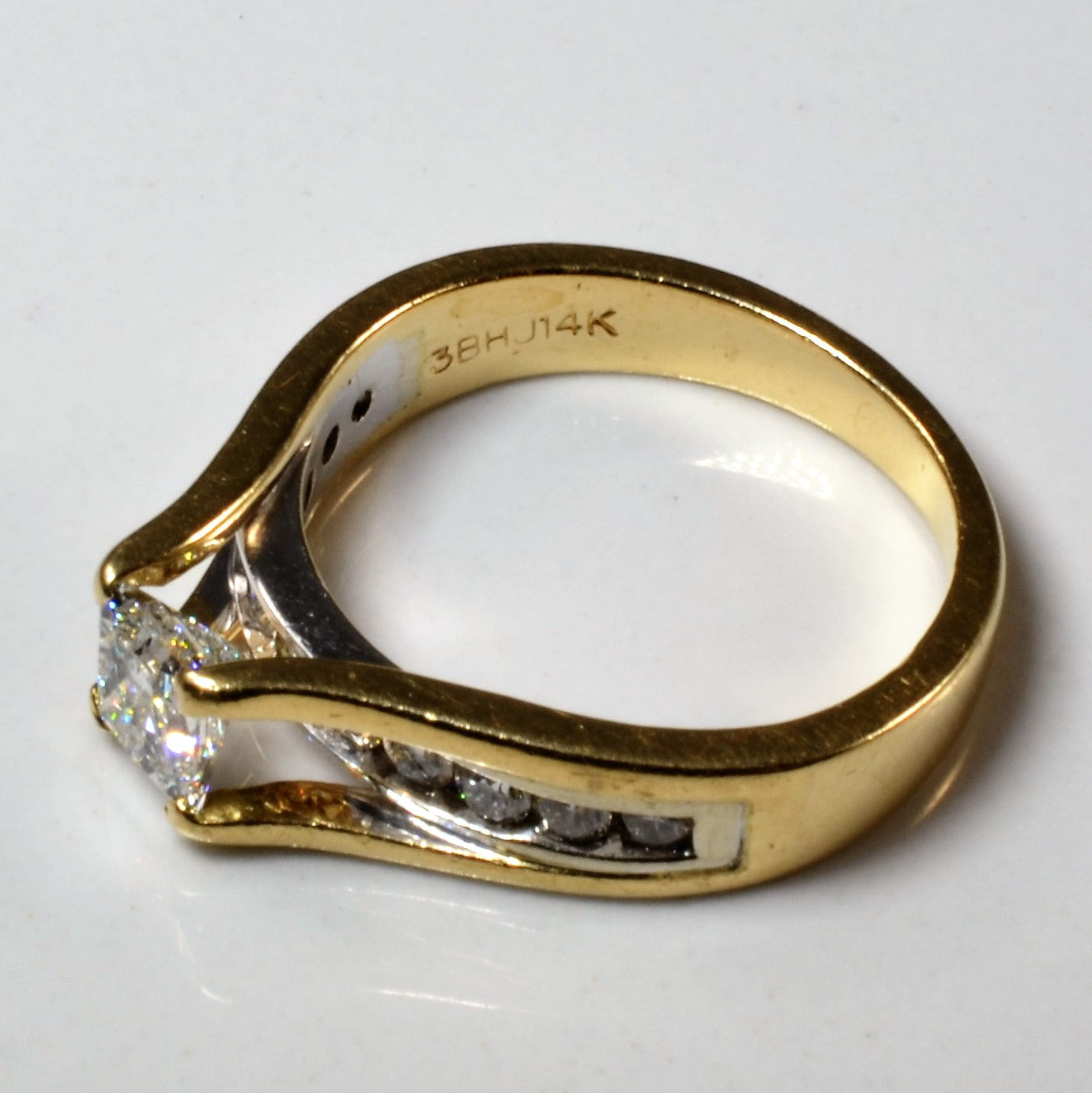 Low Channel Princess Diamond Engagement Ring | 0.87ctw | SZ 5.5 |