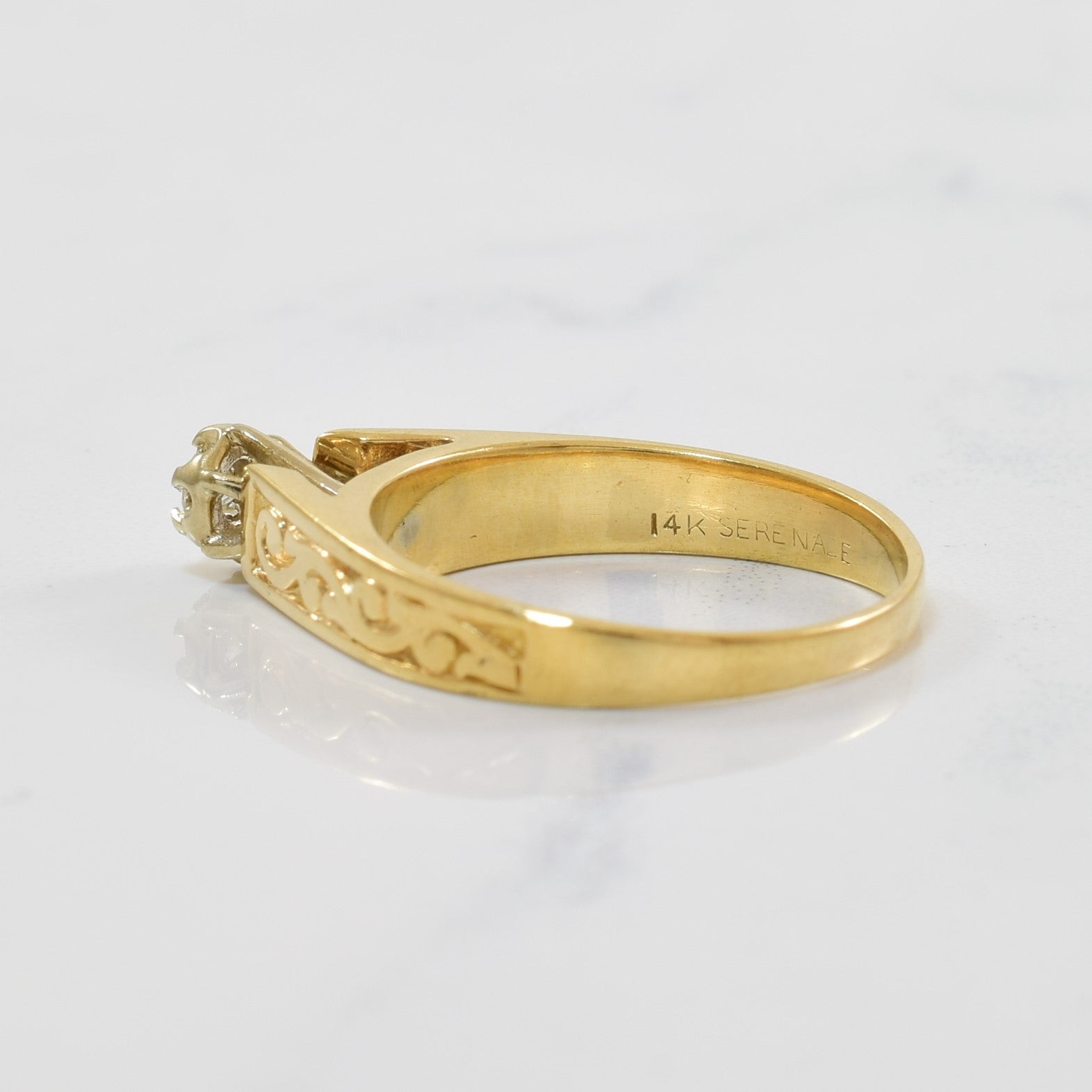 Vine Detailed Diamond Cathedral Ring | 0.08ct | SZ 7 |