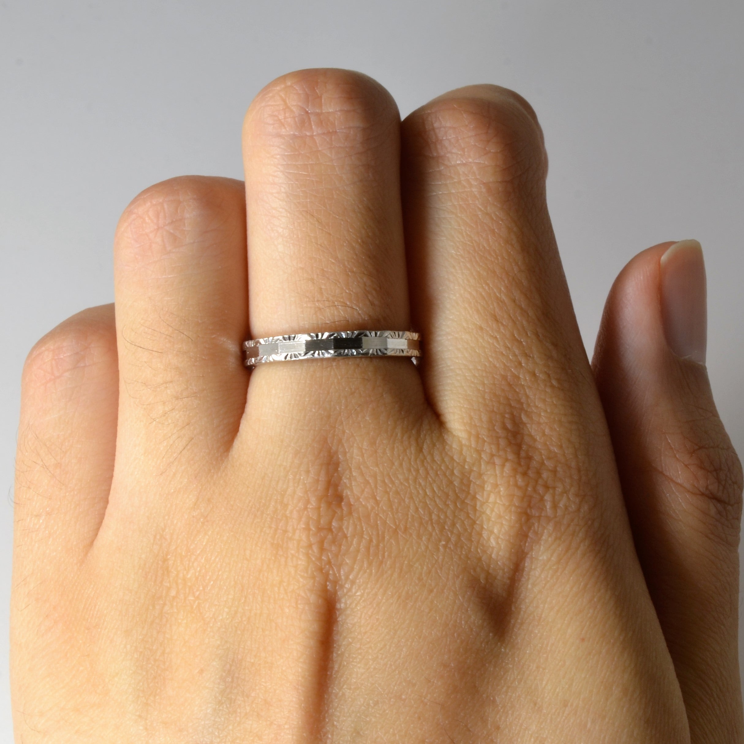 Textured Platinum Wedding Band | SZ 6.5 |