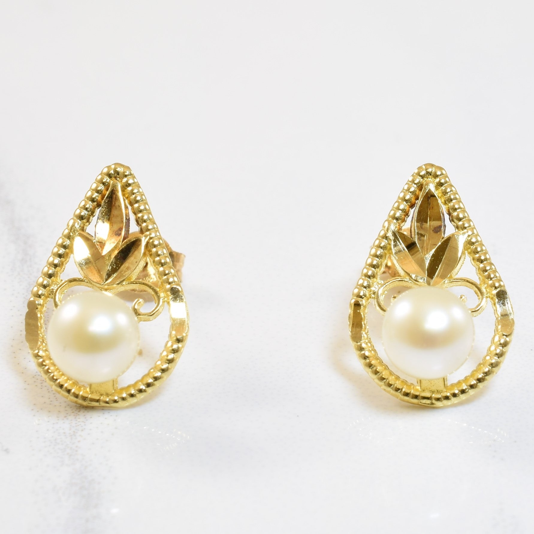 Teardrop Pearl Stud Earrings | 1.75ctw |
