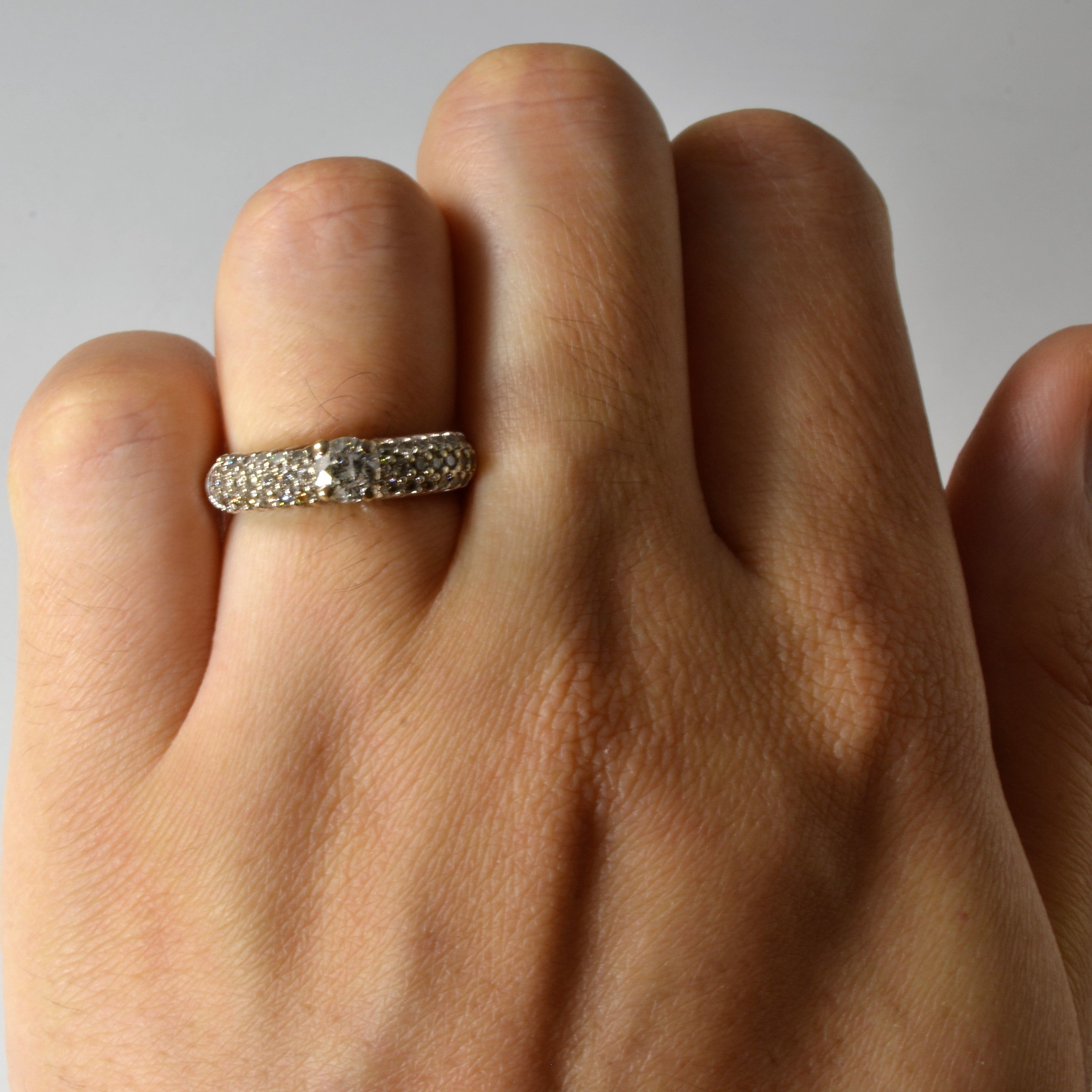 Pave Band Diamond Engagement Ring | 0.61ctw | SZ 4.5 |
