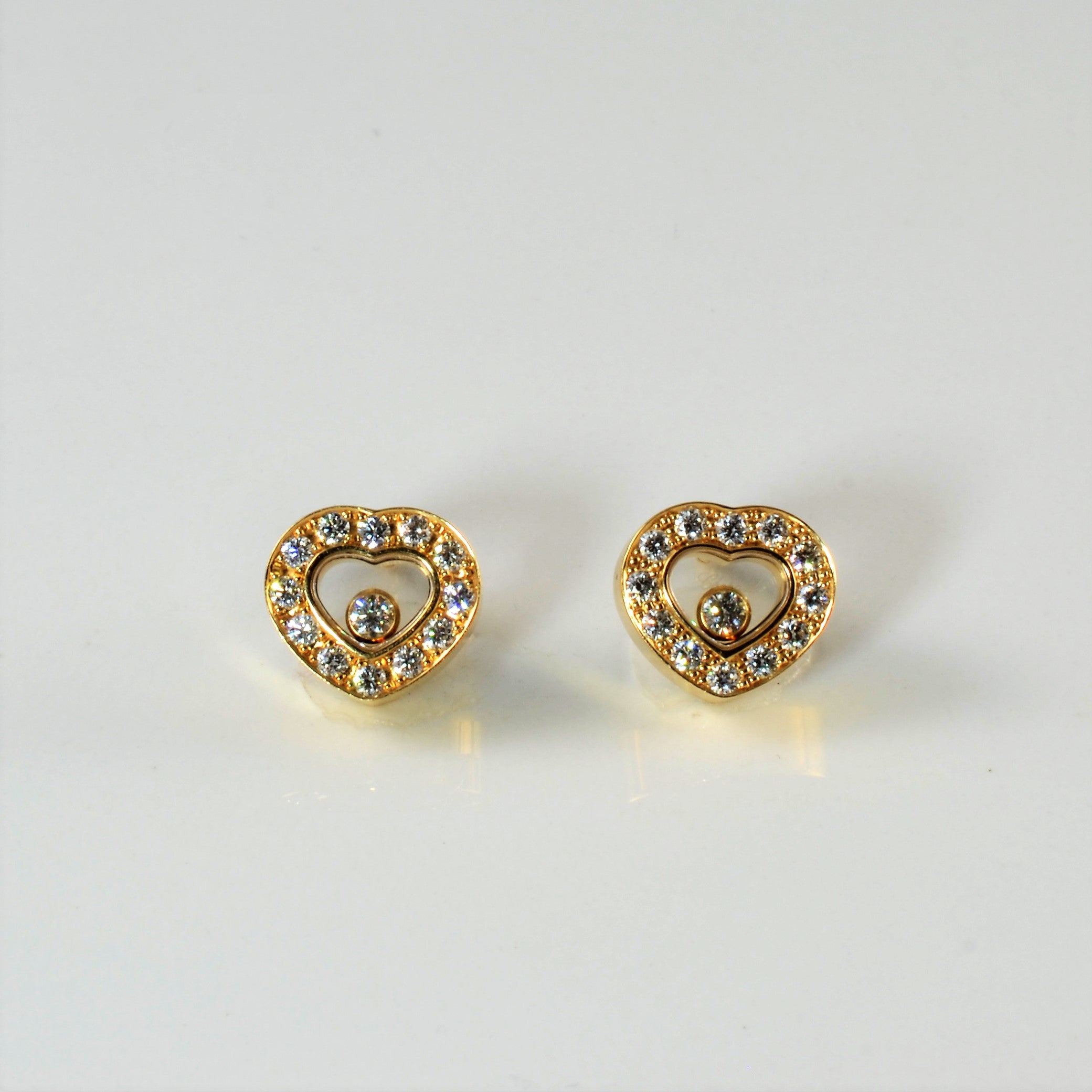Chopard' Diamond Heart Stud Earrings | 0.38ctw |
