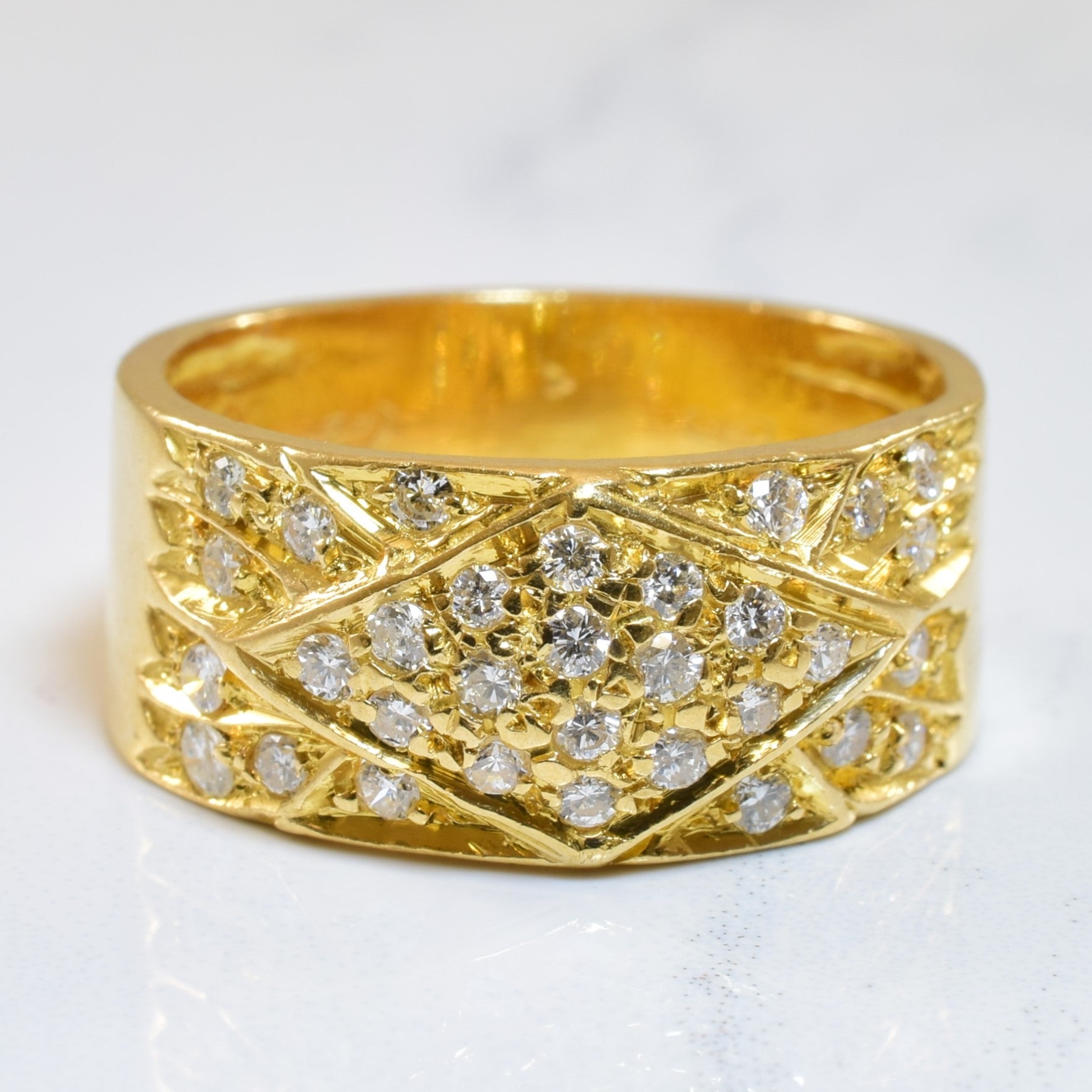 Pave Diamond Wide Band | 0.50ctw | SZ 7.75 |