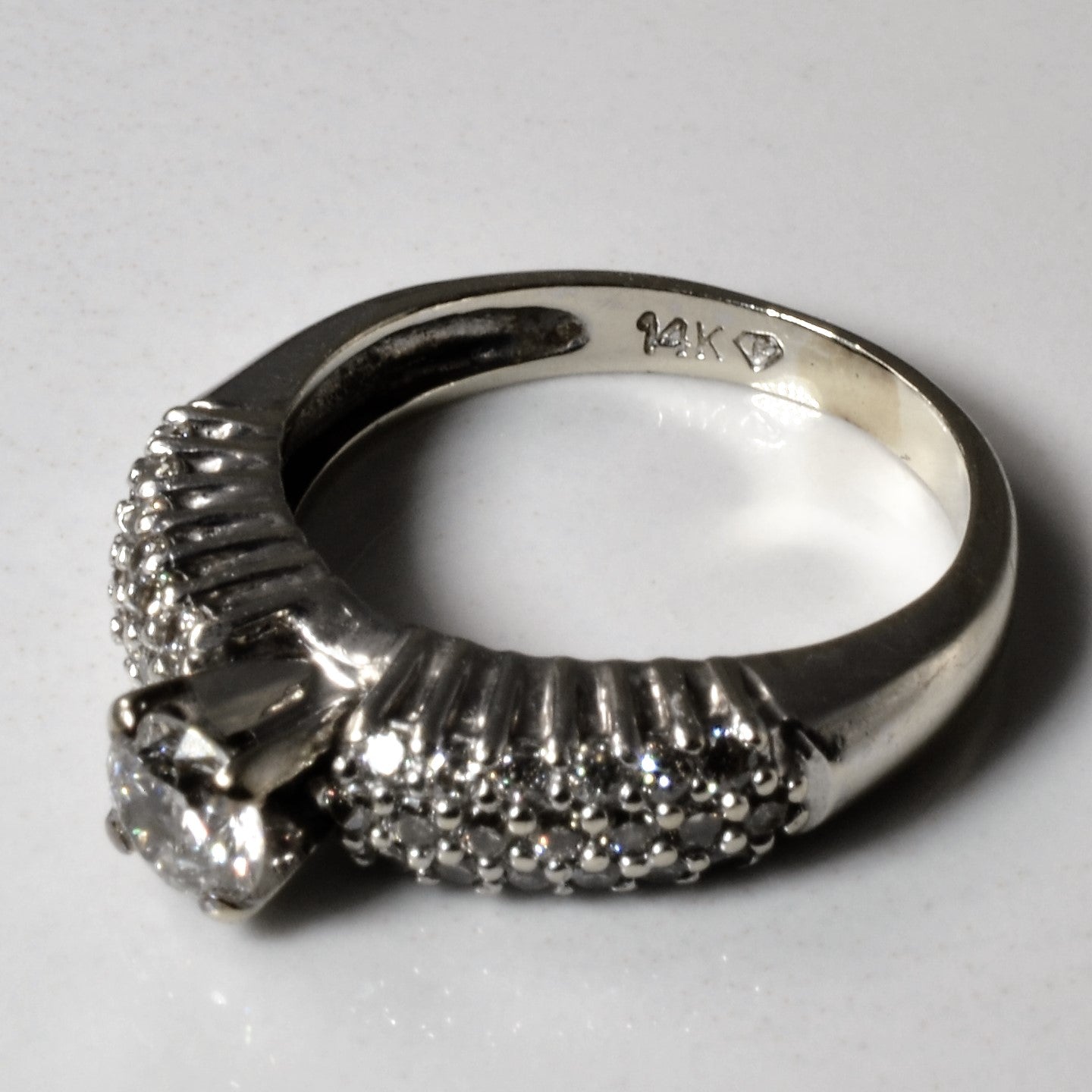 Pave Band Diamond Engagement Ring | 0.61ctw | SZ 4.5 |