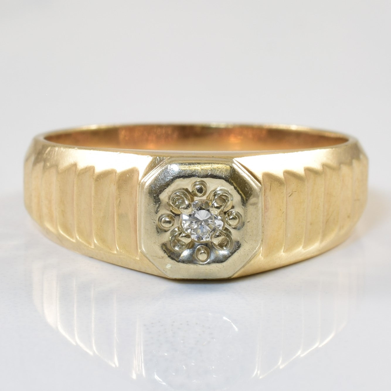 Solitaire Diamond Textured Ring | 0.05ct | SZ 9 |