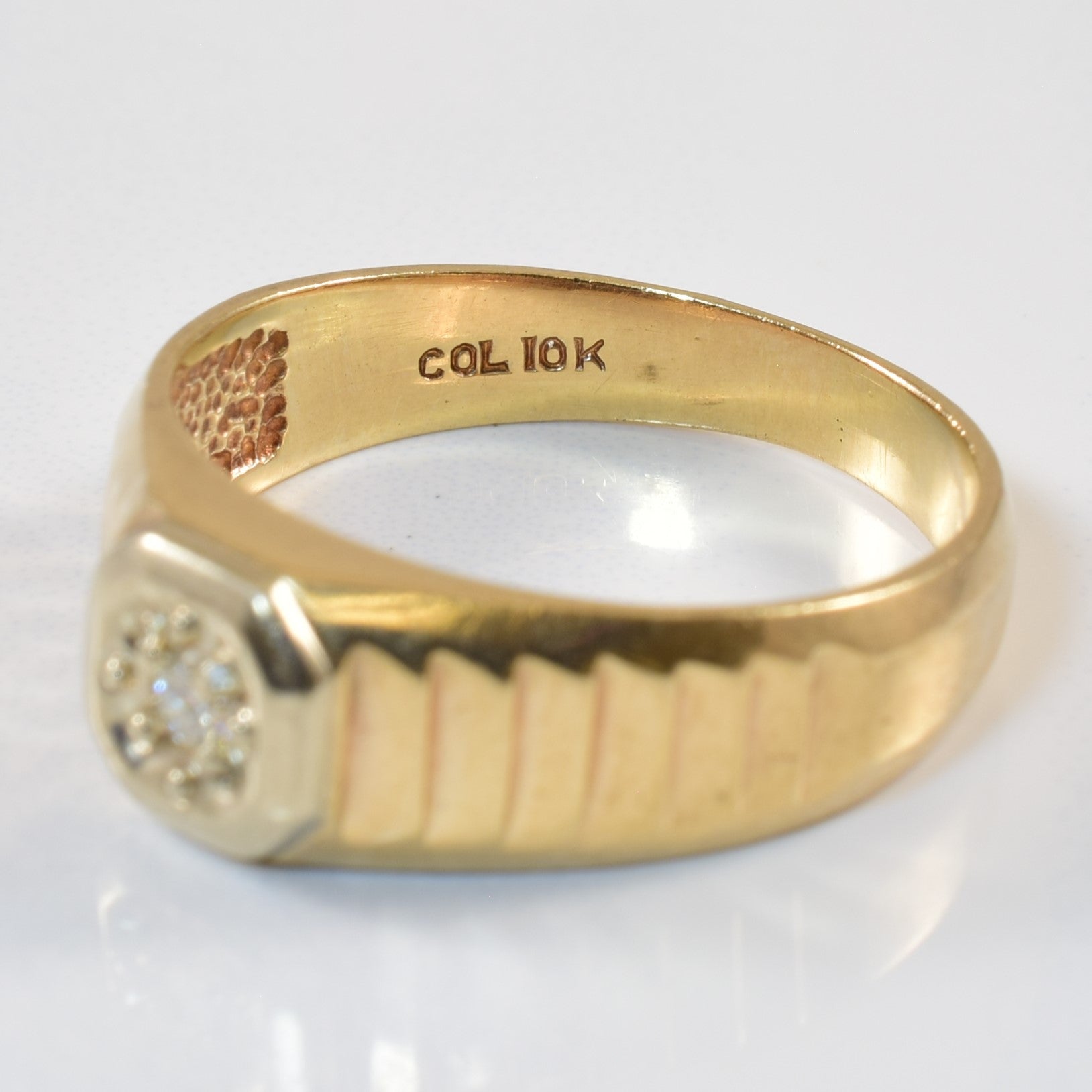 Solitaire Diamond Textured Ring | 0.05ct | SZ 9 |
