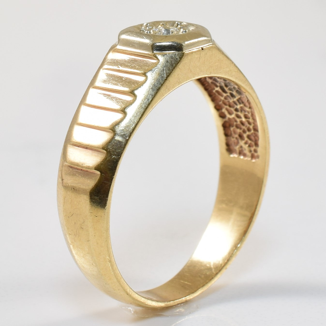 Solitaire Diamond Textured Ring | 0.05ct | SZ 9 |