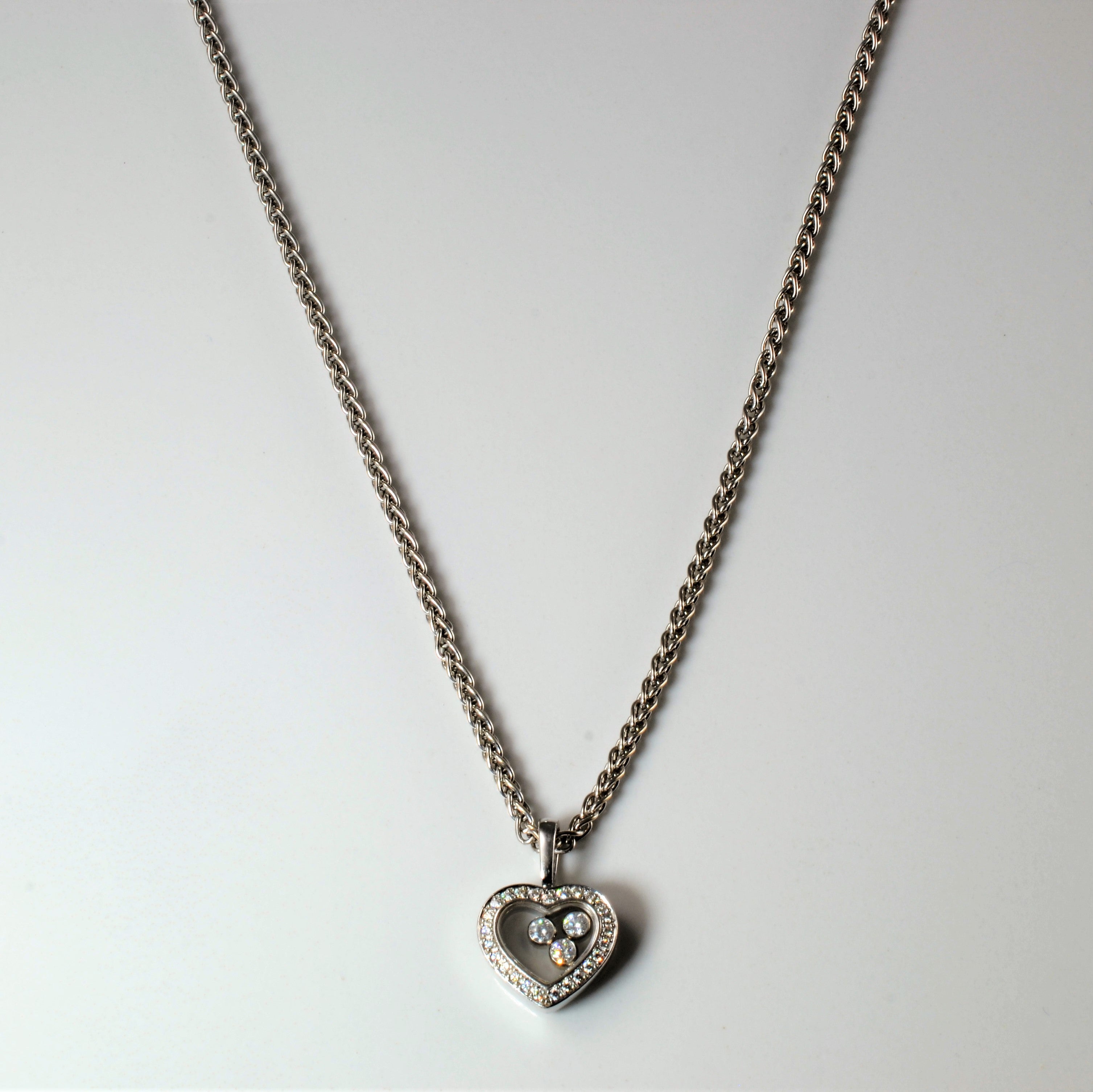 Chopard' Moving Diamonds Heart Pendant Necklace | 0.35ctw | 16"|